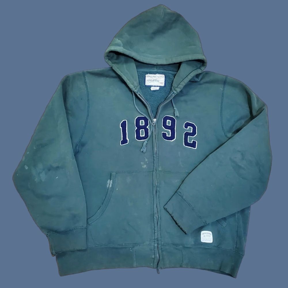 Abercrombie & Fitch VINTAGE Abercrombie & Fitch Hoodie Mens L Green Full Zip Fleece Lined 1892 Graphic Print Size US L / EU 52-54 / 3 - 1 Thumbnail
