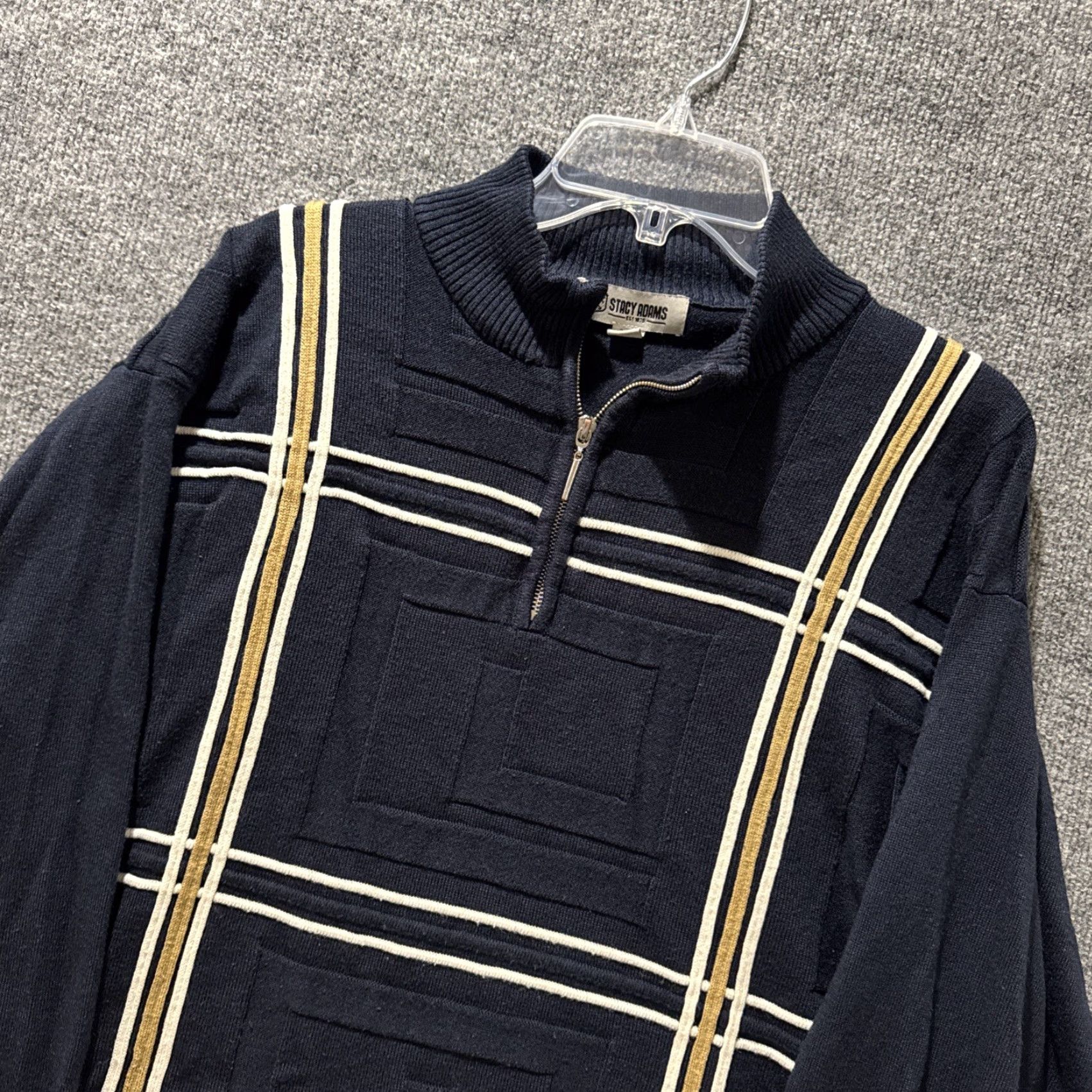 Stacy Adams VINTAGE Stacy Adams Long Sleeve Quarter Zip-Up Sweater Men’s 2XL TALL Blue Pullover Big & Tall Size US XXL / EU 58 / 5 - 2 Thumbnail
