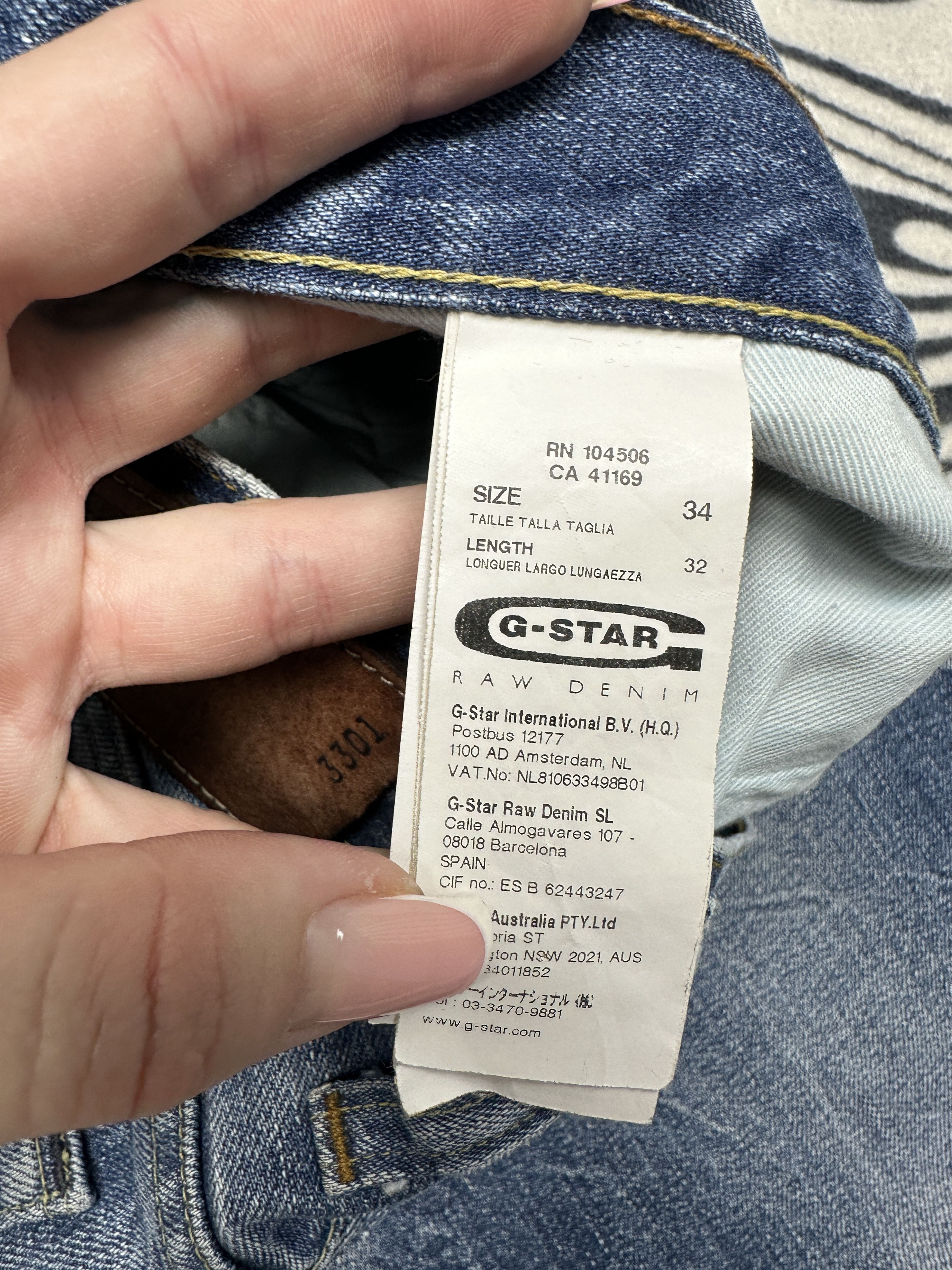 G-Star G Star Raw 3301 Classic Mens Denim Pants Jeans Size US 34 / EU 50 - 3 Thumbnail