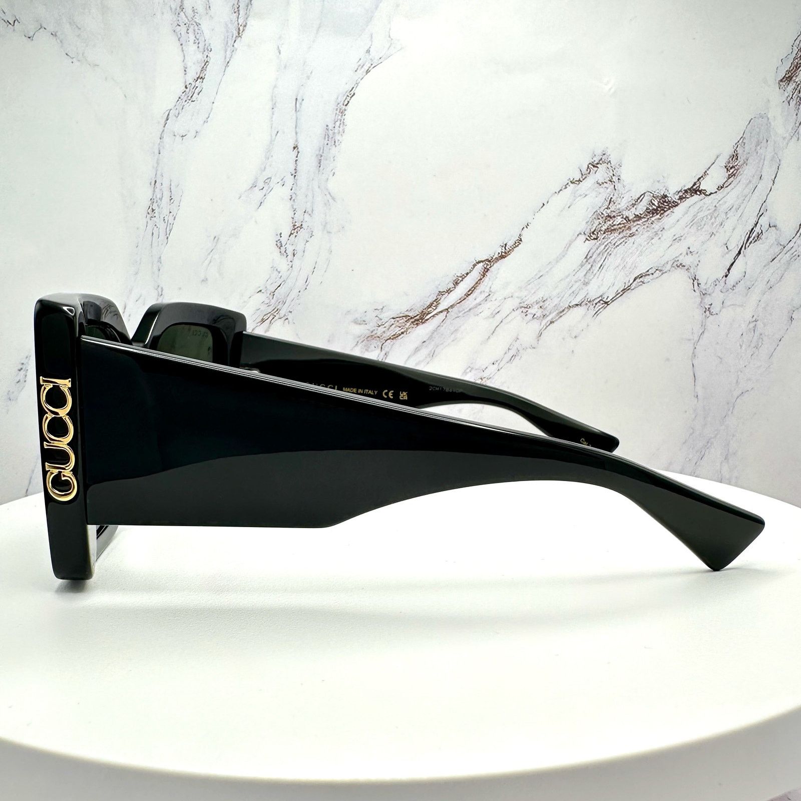 Gucci New GUCCI Sunglasses Black Gold Logo Square Oversized 51mm Size ONE SIZE - 17 Thumbnail
