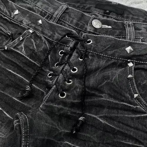 Jean Grunge Design Retro Flared Washed Y2k Jeans Pants Size US 36 / EU 52 - 2 Thumbnail