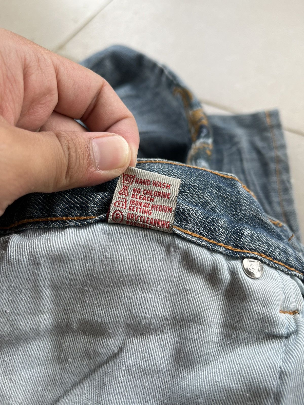 Japanese Brand DAPPER Light Blue STRAIGHT Jeans w/ Unique Embroidery Size US 30 / EU 46 - 11 Thumbnail