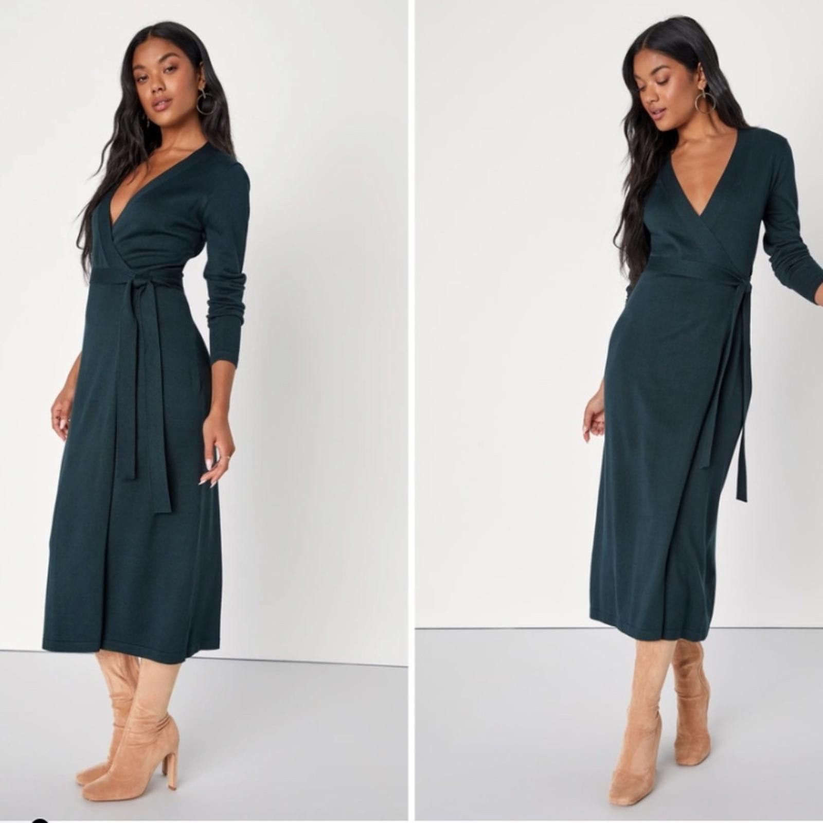 Lulus LULU's Chic Sexy Casual Ribbed Holiday Sweater Wrap Midi Size M / US 6-8 / IT 42-44 - 3 Thumbnail