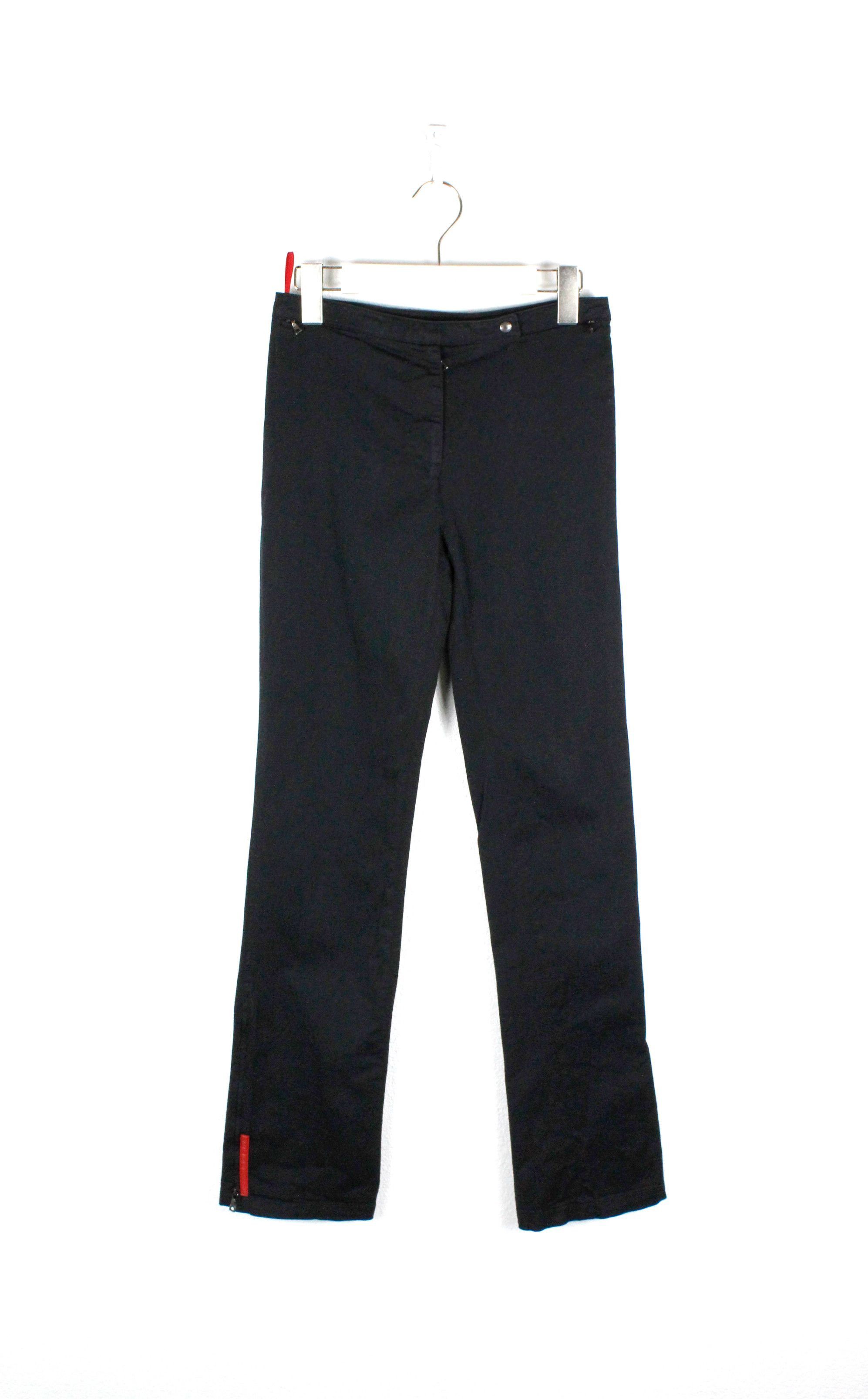 Prada Womens Prada Y2K Red Rubber Logo Moto Track Cotton Pants Size 25" / US 0 / IT 36 - 1 Thumbnail
