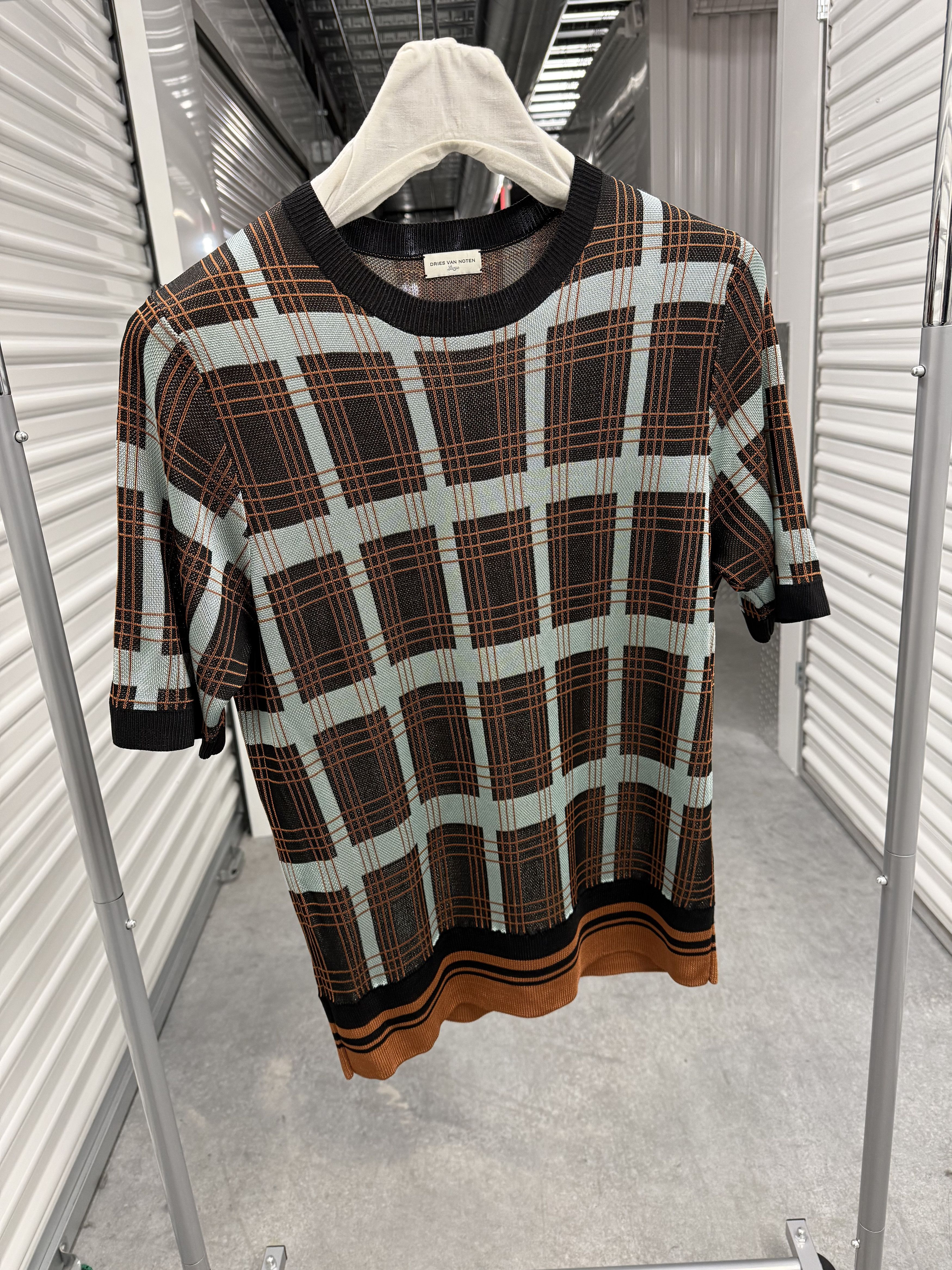 Dries Van Noten DVN Knit Plaid Tartan Short Sleeve Size US M / EU 48-50 / 2 - 1 Thumbnail
