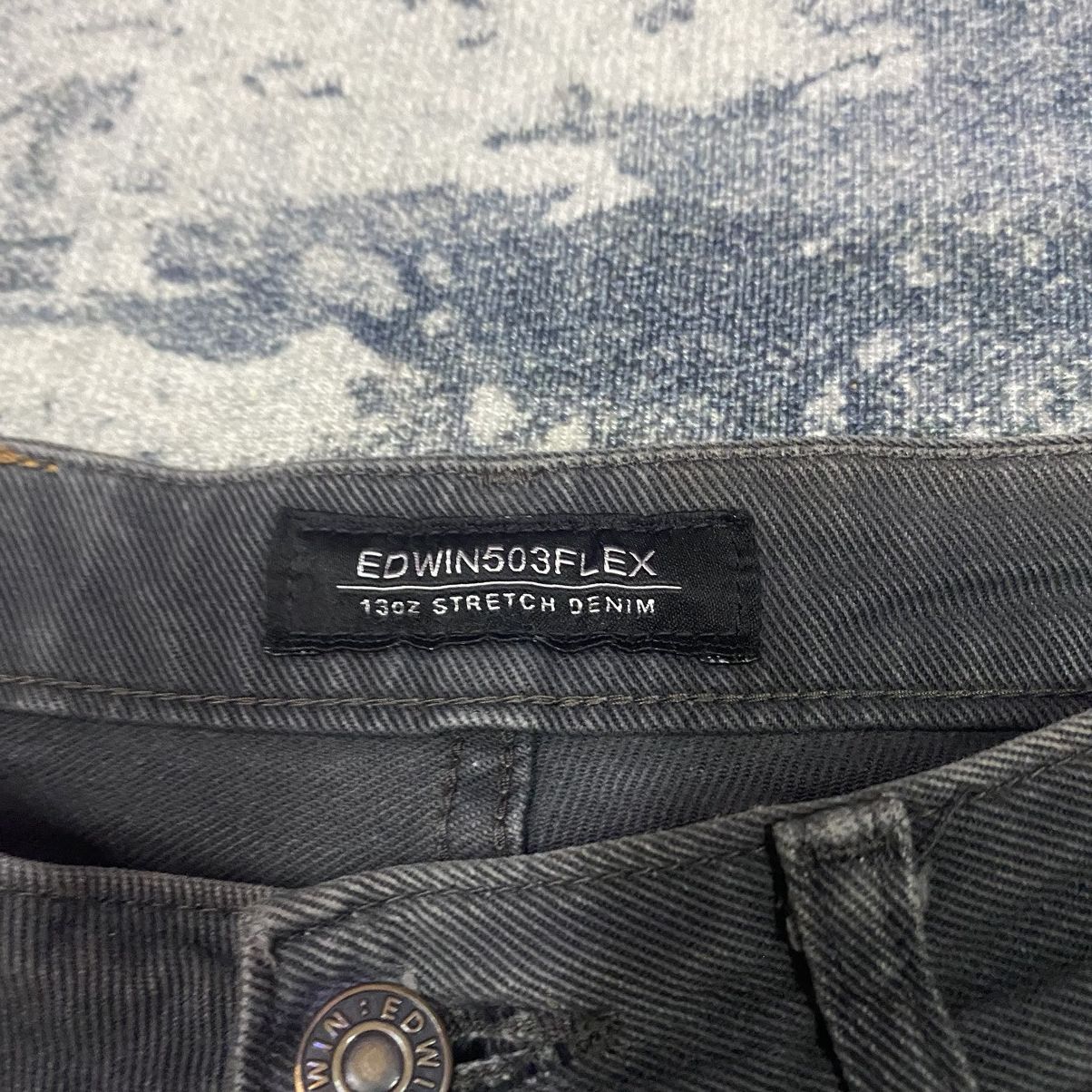 Vintage Vintage Japanese Edwin 503 13oz Faded Black Flex Denim Jeans Size US 29 - 5 Thumbnail