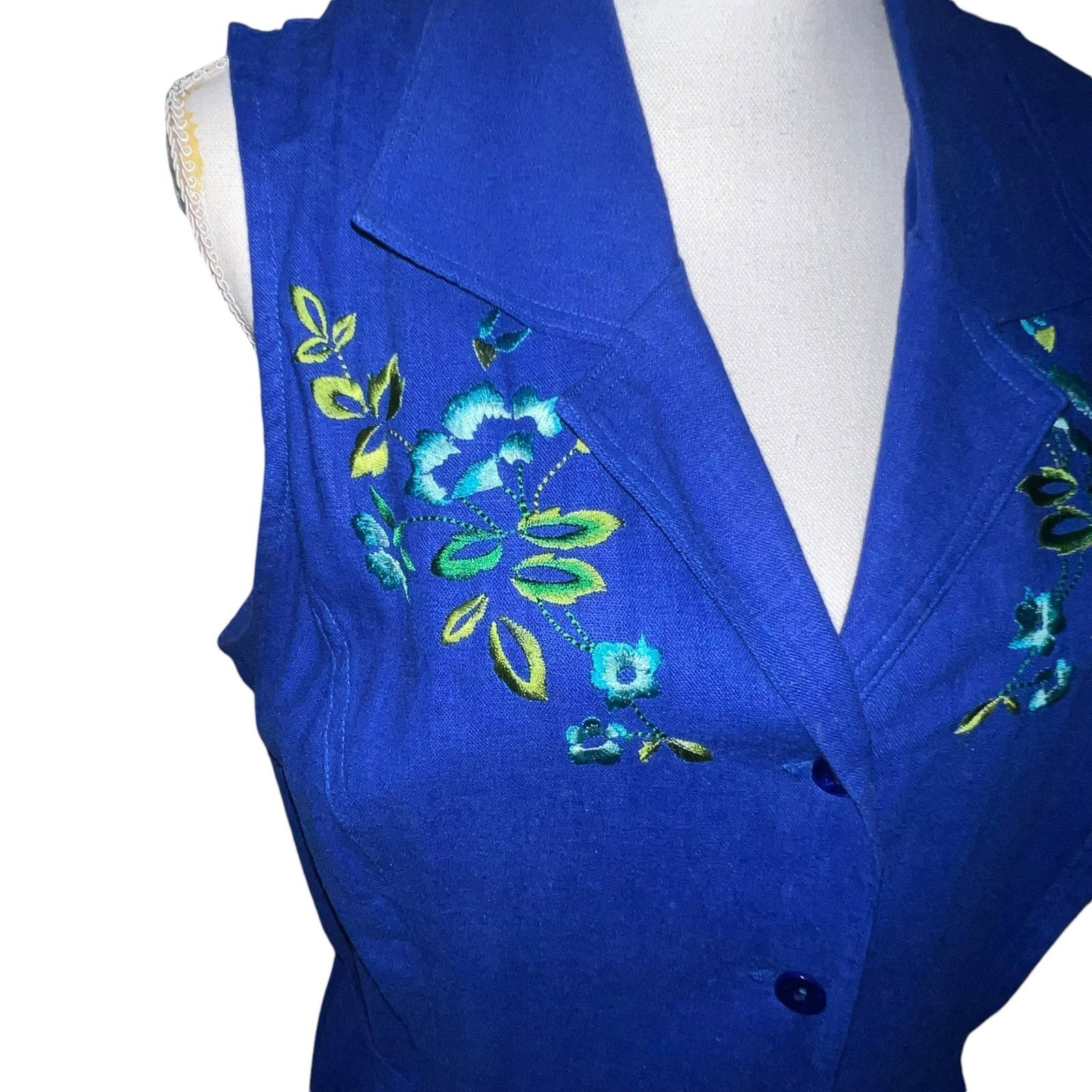 Other VTG Melissa Harper Blue Sleeveless Maxi Dress Embroidery 12 Size XL / US 12-14 / IT 48-50 - 4 Thumbnail