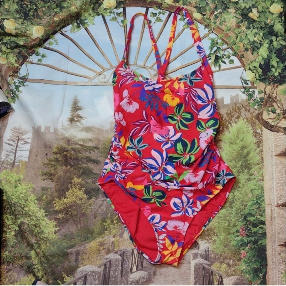 Other Caribbean Joe floral coral swimsuit size 12 Size ONE SIZE - 1 Thumbnail