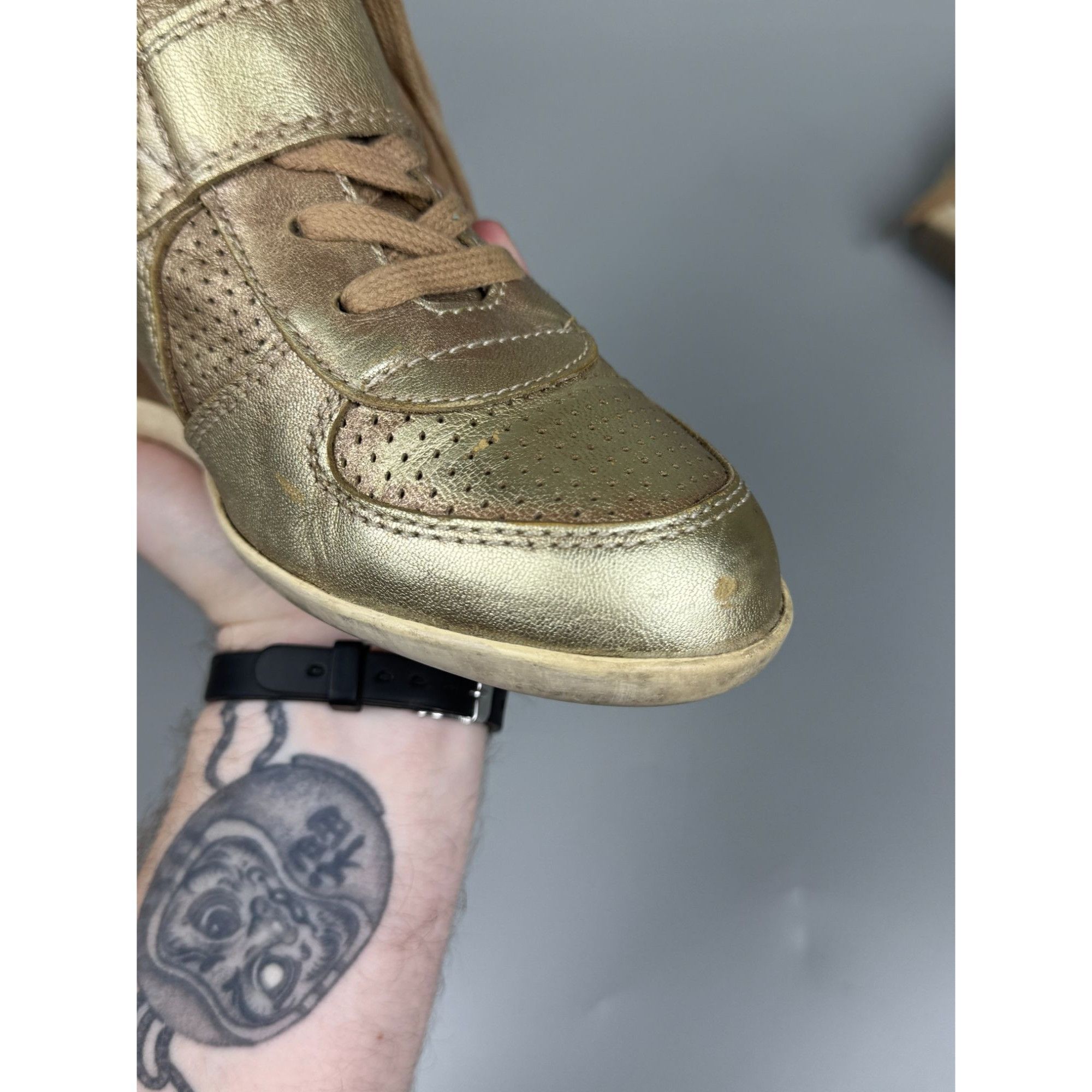 ASH ASH Bowie Hidden Wedge Gold Isabel Marant Type Sneakers Size US 8 / IT 38 - 10 Thumbnail