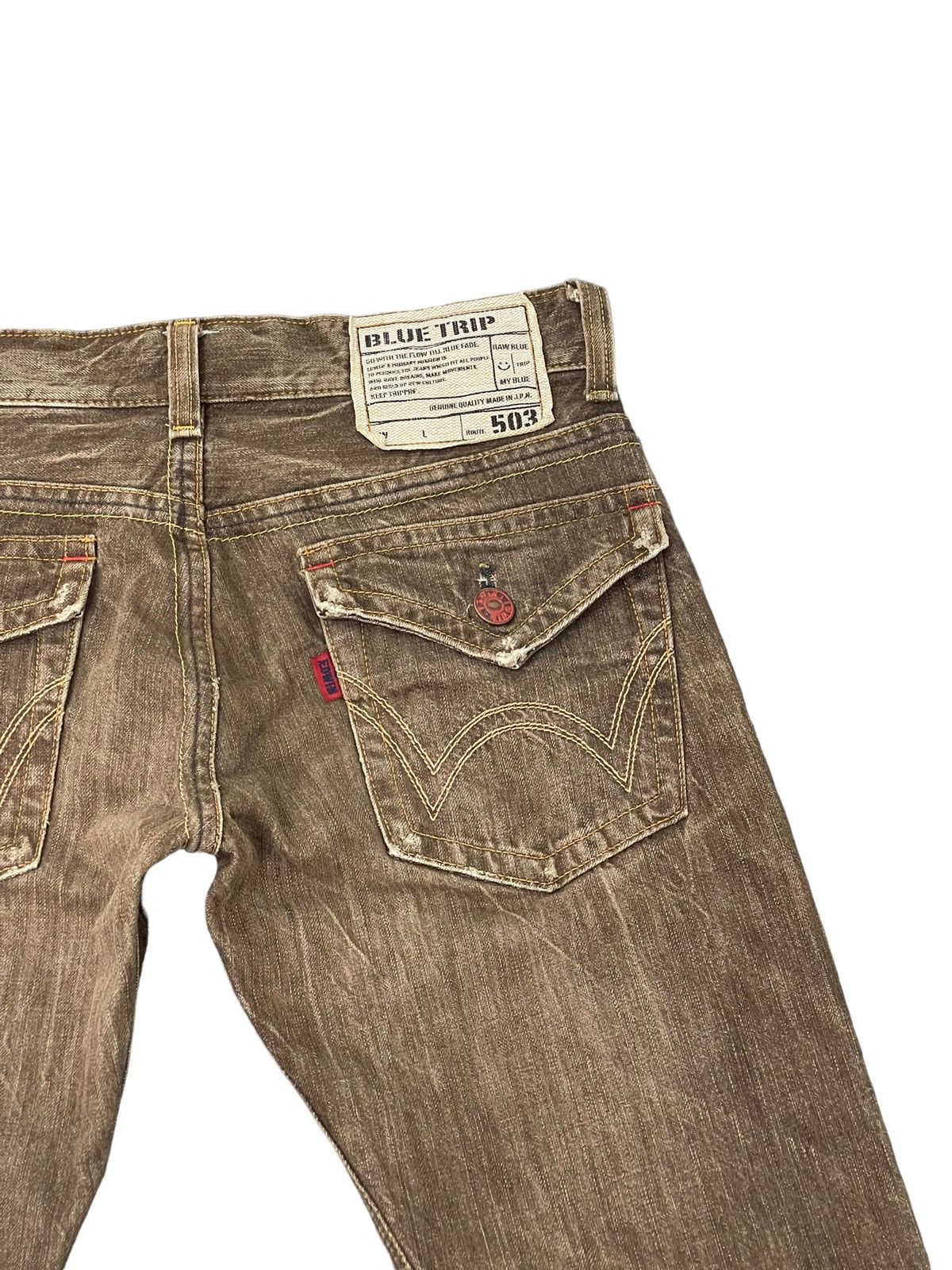 Edwin Flare Jeans Edwin Japan Faded Distress Boot Cut 7🟦7 Size US 31 - 20 Thumbnail