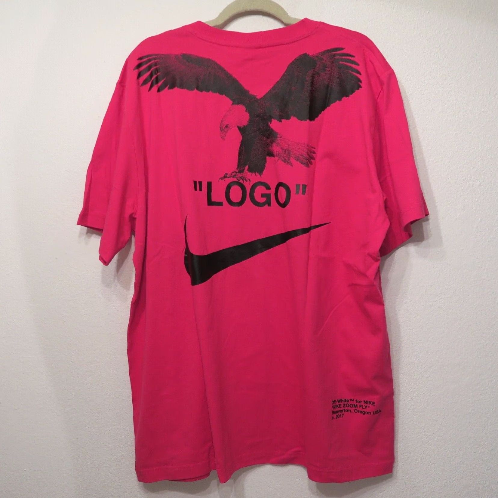 VINTAGE Nike x Off-White T-Shirt Men XXL Pink Rush Eagle Tuxedo