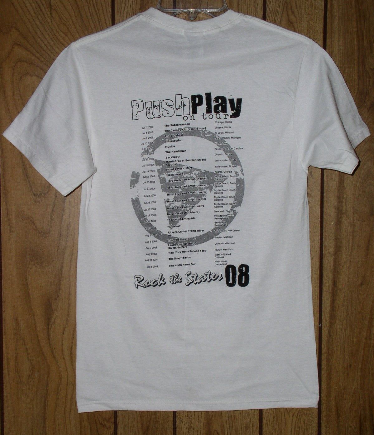 Fruit Of The Loom Push Play Band Concert Tour T Shirt 2008 Rock The States Size US S / EU 44-46 / 1 - 2 Thumbnail