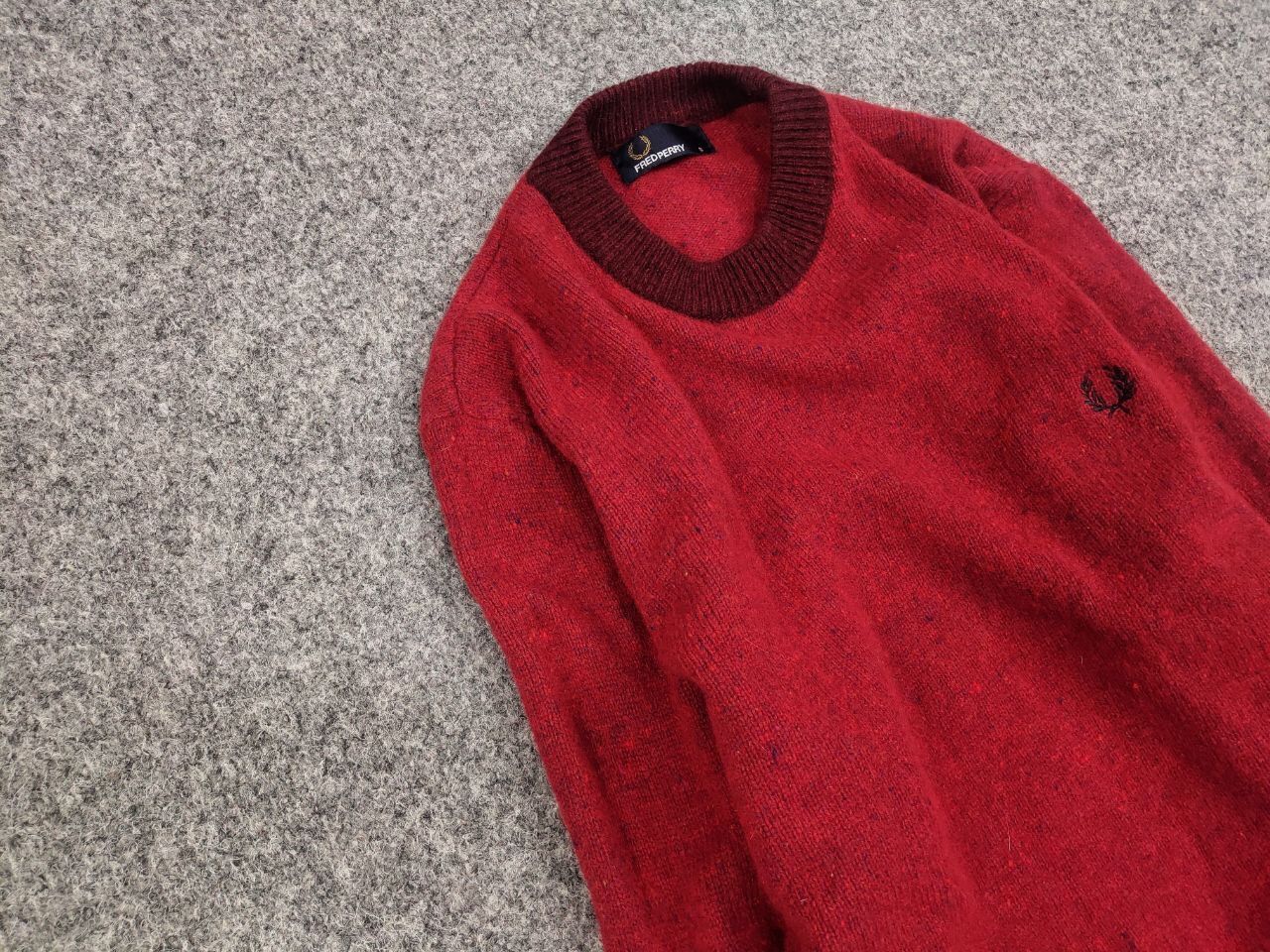 Fred Perry Fred Perry Design Classic Red Wool Crew Check Sweater Size US S / EU 44-46 / 1 - 8 Thumbnail