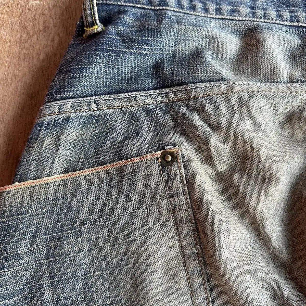 Self Edge RARE💥REDLINE JAPANESE VTG JEAN RIPPED MUDWASH DENIM PANTS Size US 31 - 17 Thumbnail