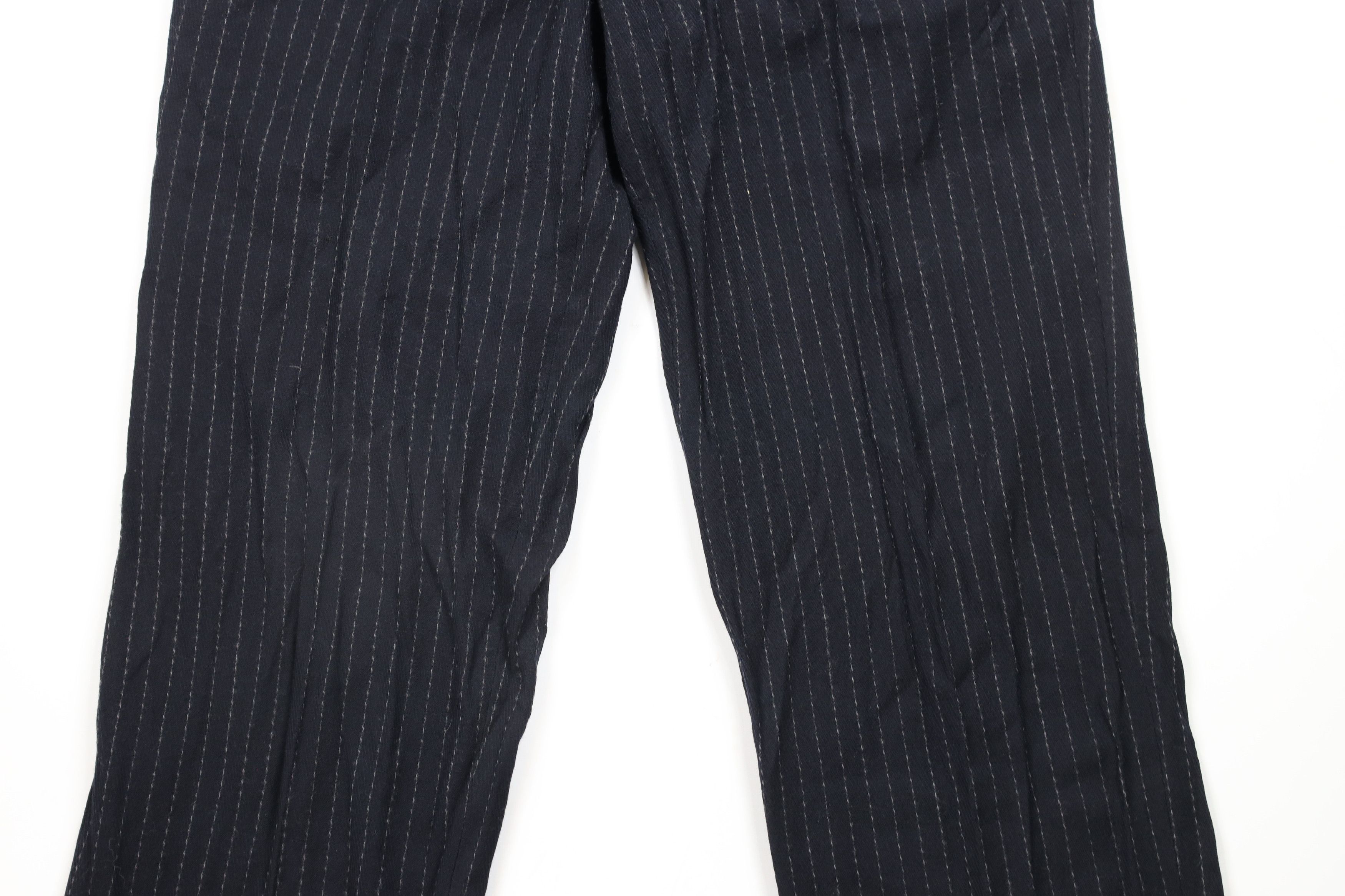 Vintage Vintage 90s Streetwear Striped Pleated Wool Wide Leg Pants Size US 36 / EU 52 - 3 Thumbnail