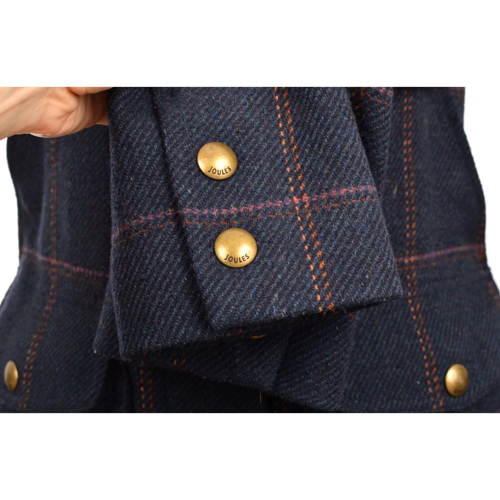 Vintage Joules Tweed Field Jacket Coat XS Women Navy / Blue Wool Coat, Pea Style, DDP, 123997 Size XS / US 0-2 / IT 36-38 - 4 Thumbnail