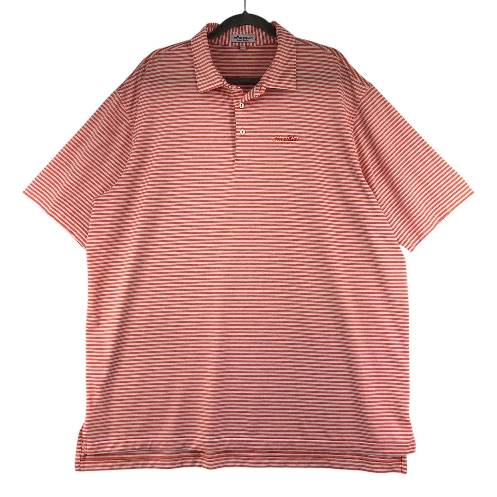 Peter Millar Peter Millar Size XXL Polo Shirt Striped Orange Hualalai Size US XXL / EU 58 / 5 - 1 Thumbnail