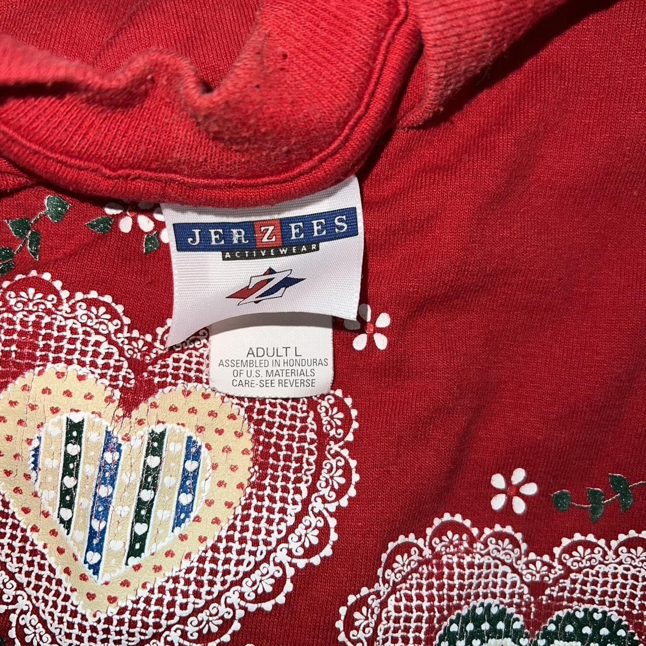 Jerzees Vintage 90s Red and white tshirt Size L / US 10 / IT 46 - 2 Thumbnail