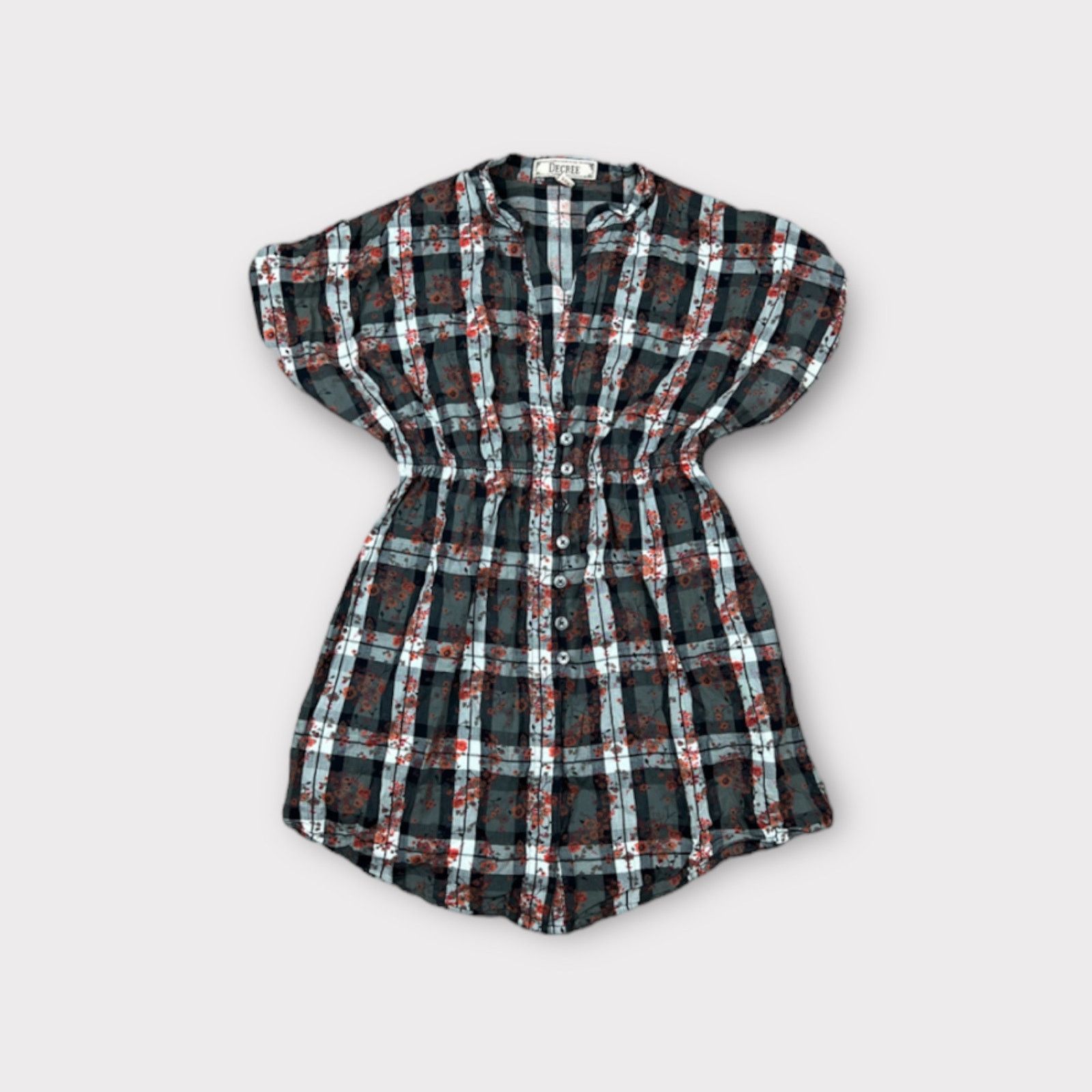 Decree Decree | Vintage Y2K Women's Cherry Blossom Plaid Blouse Size S / US 4 / IT 40 - 7 Thumbnail