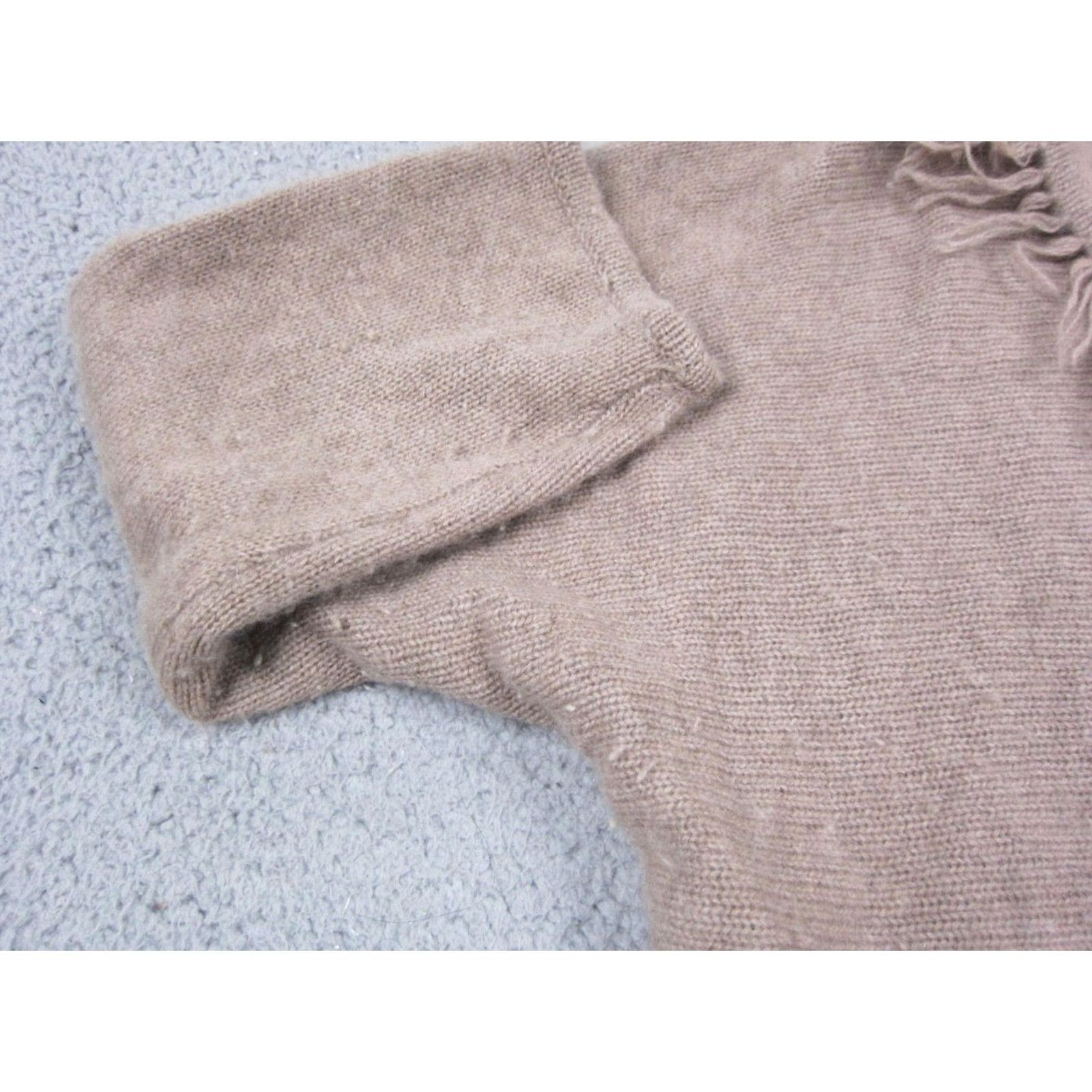 Vintage Fenn Wright Manson Cardigan Womens M Brown 100% Cashmere Open Fringe Knit Long Sleeve Classic Style 90s City Vintage: No Womens Size M / US 6-8 / IT 42-44 - 4 Thumbnail