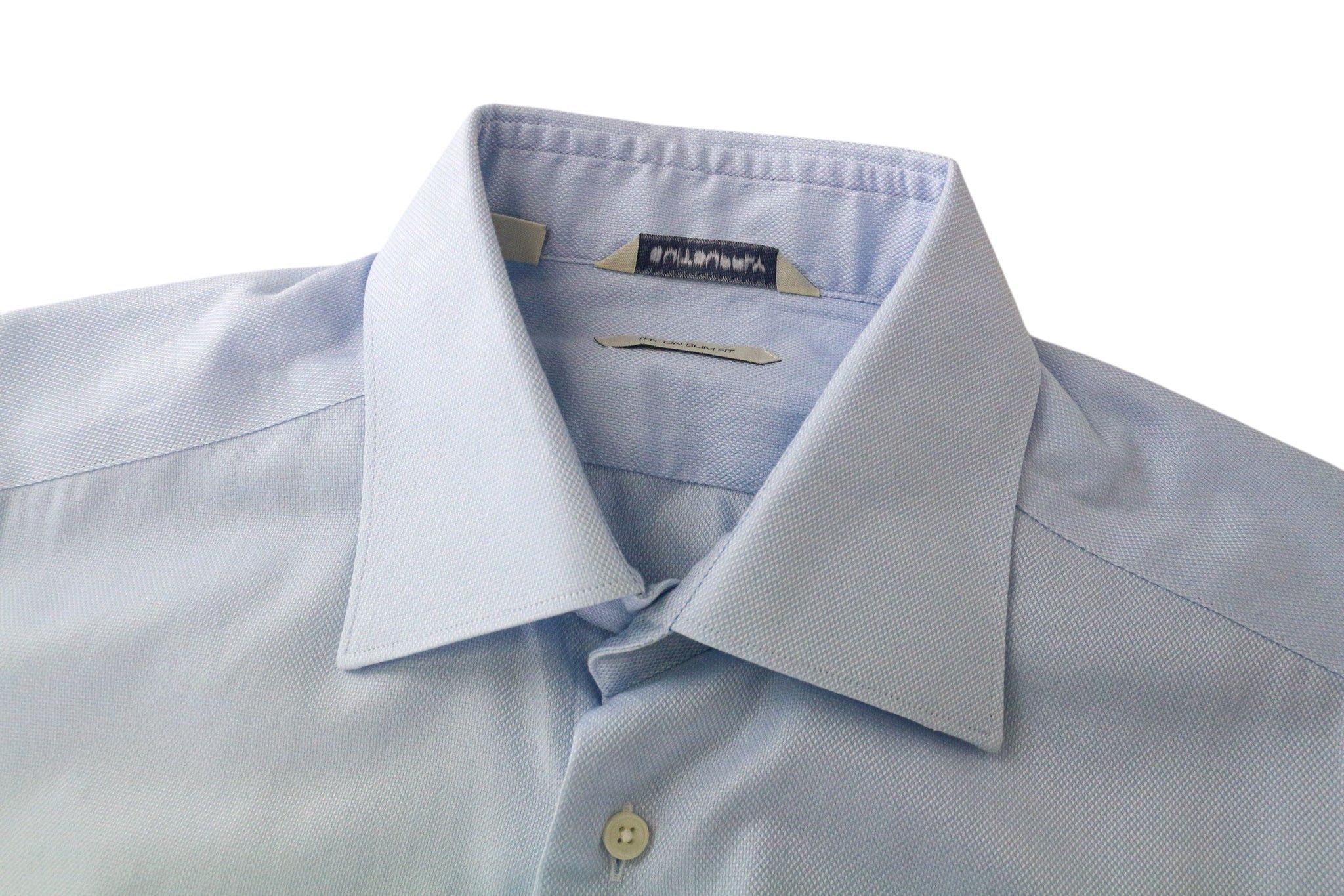 Suitsupply 40-7/15 3/4L Slim Blue Cotton Button-Up Shirt 79077 Size 40L - 10 Thumbnail