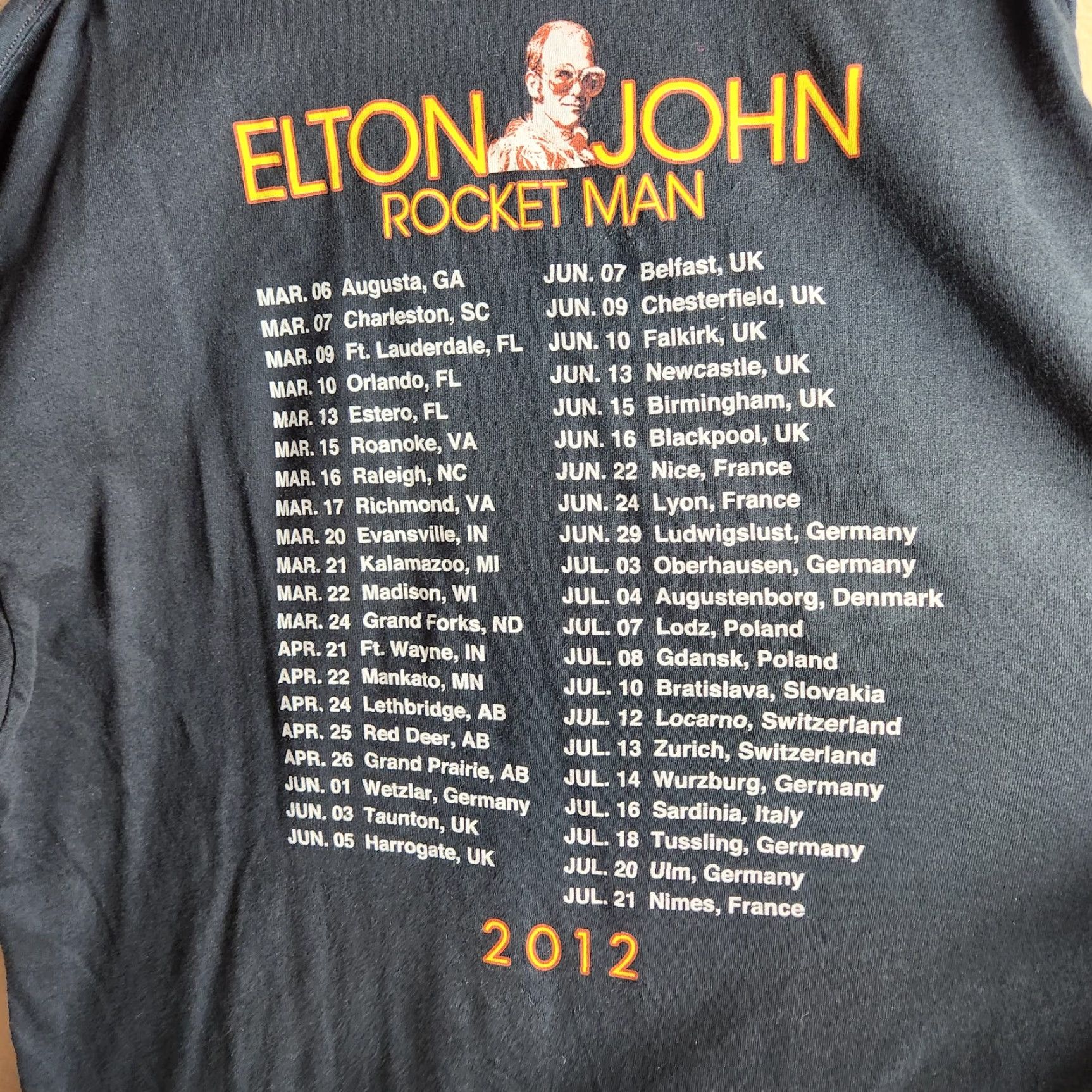 Hanes Elton John Unisex Cotton Rocketman 2012 Black Concert Tee 2XL Hanes Men T-Shirt Band Music Rock Concert Crew Neck Short Sleeve Graphic Print Logo Size US XXL / EU 58 / 5 - 4 Thumbnail