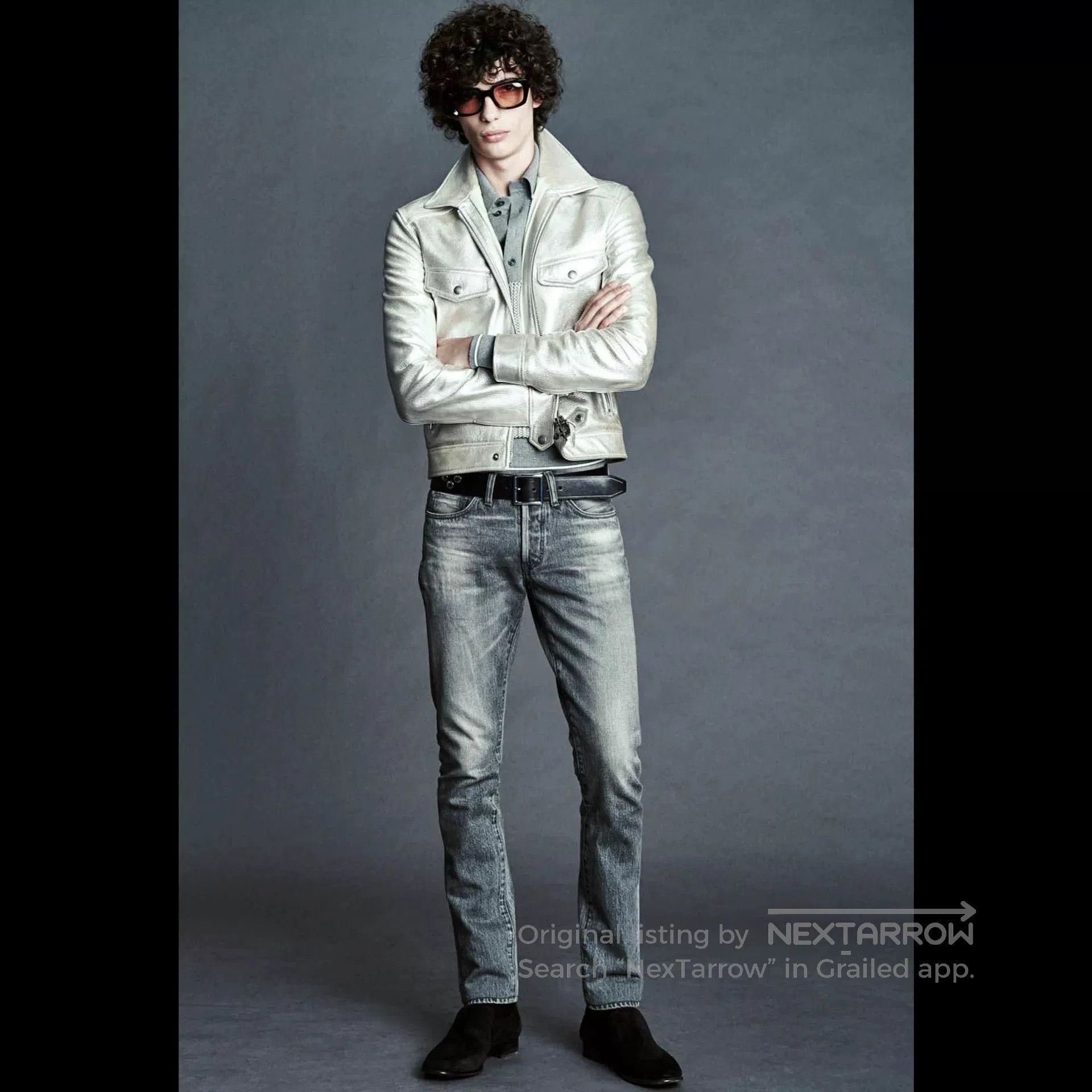 Tom Ford TOM FORD Metallic Leather Biker Jacket. Size US S / EU 44-46 / 1 - 9 Thumbnail