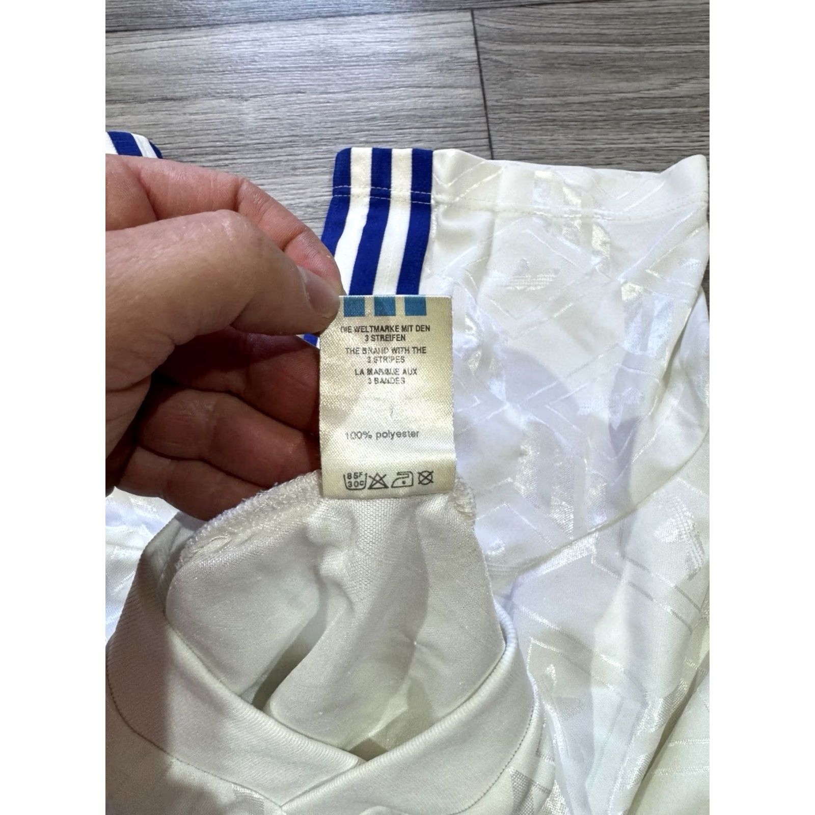 Adidas ADIDAS TEMPLATE FOOTBALL SHIRT SOCCER JERSEY Sz S Made In Morocco Mens T-Shirt White 1990s Jersey Shirt Size US S / EU 44-46 / 1 - 7 Thumbnail