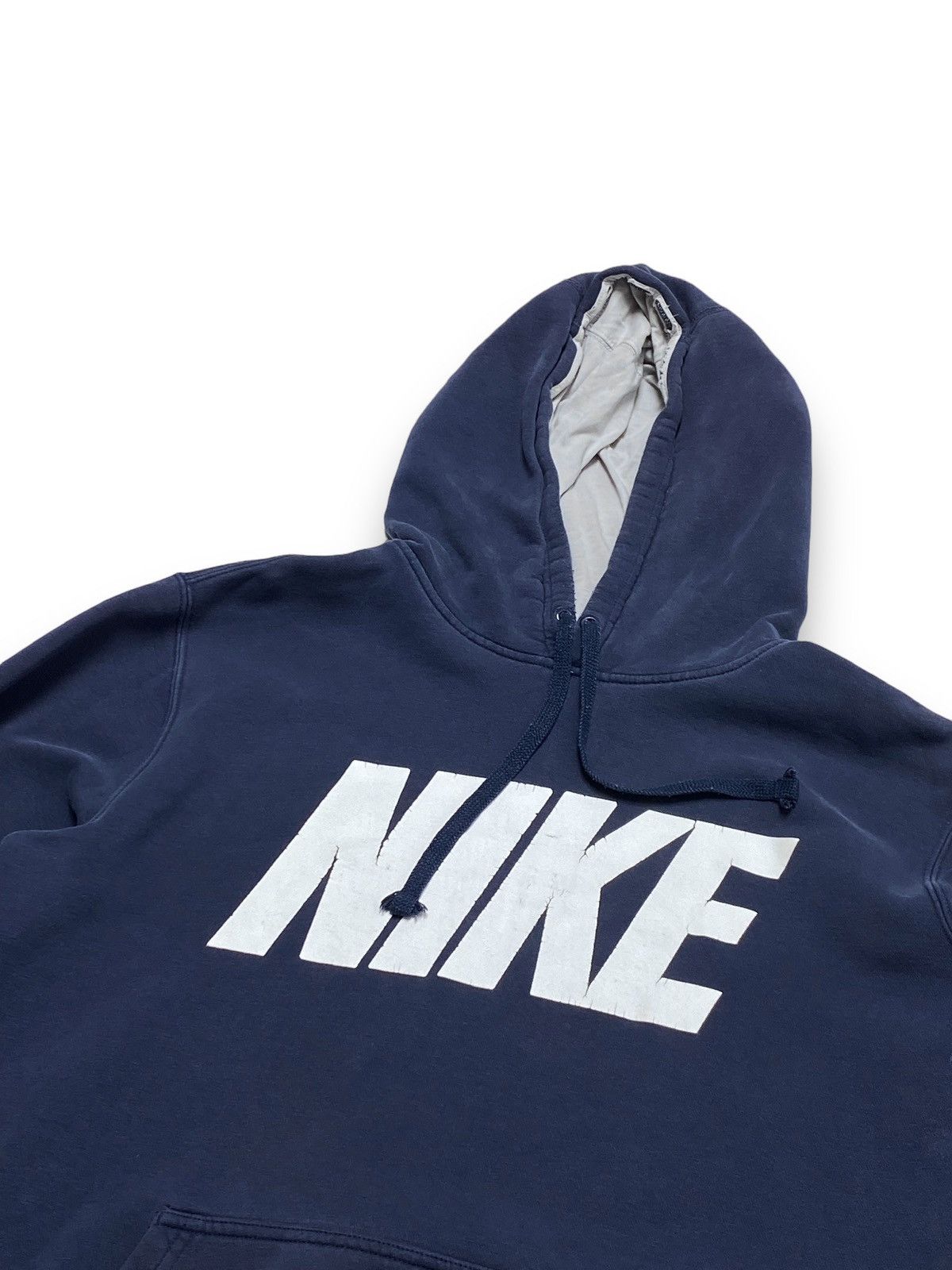 Nike Vintage NIKE Navy Distressed Hoodie Big Logo Size US L / EU 52-54 / 3 - 2 Thumbnail