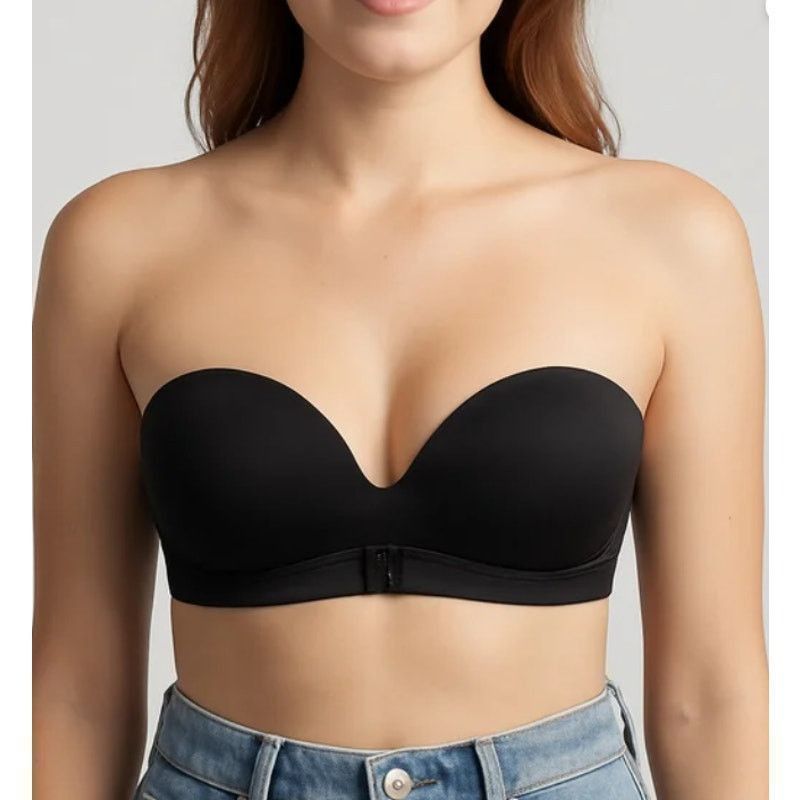 Other OQQ Black Strapless Push-Up Bra Size 32/70 with Back Clasp Size ONE SIZE - 1 Thumbnail