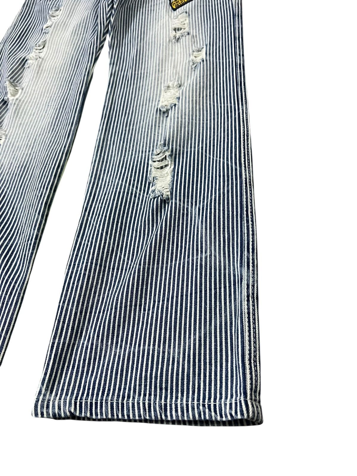 Japanese Brand 💥Double Waist💥Colza Distress Hickory Patchwork Jean Size US 32 / EU 48 - 8 Thumbnail