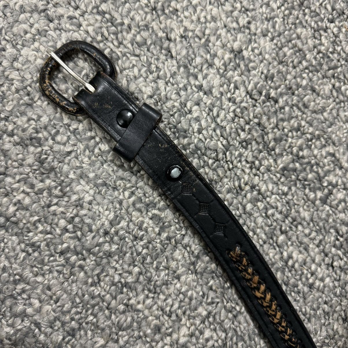 Vintage Vintage Unisex Black Leather Western Whipstitch Skinny Belt Size ONE SIZE - 2 Thumbnail