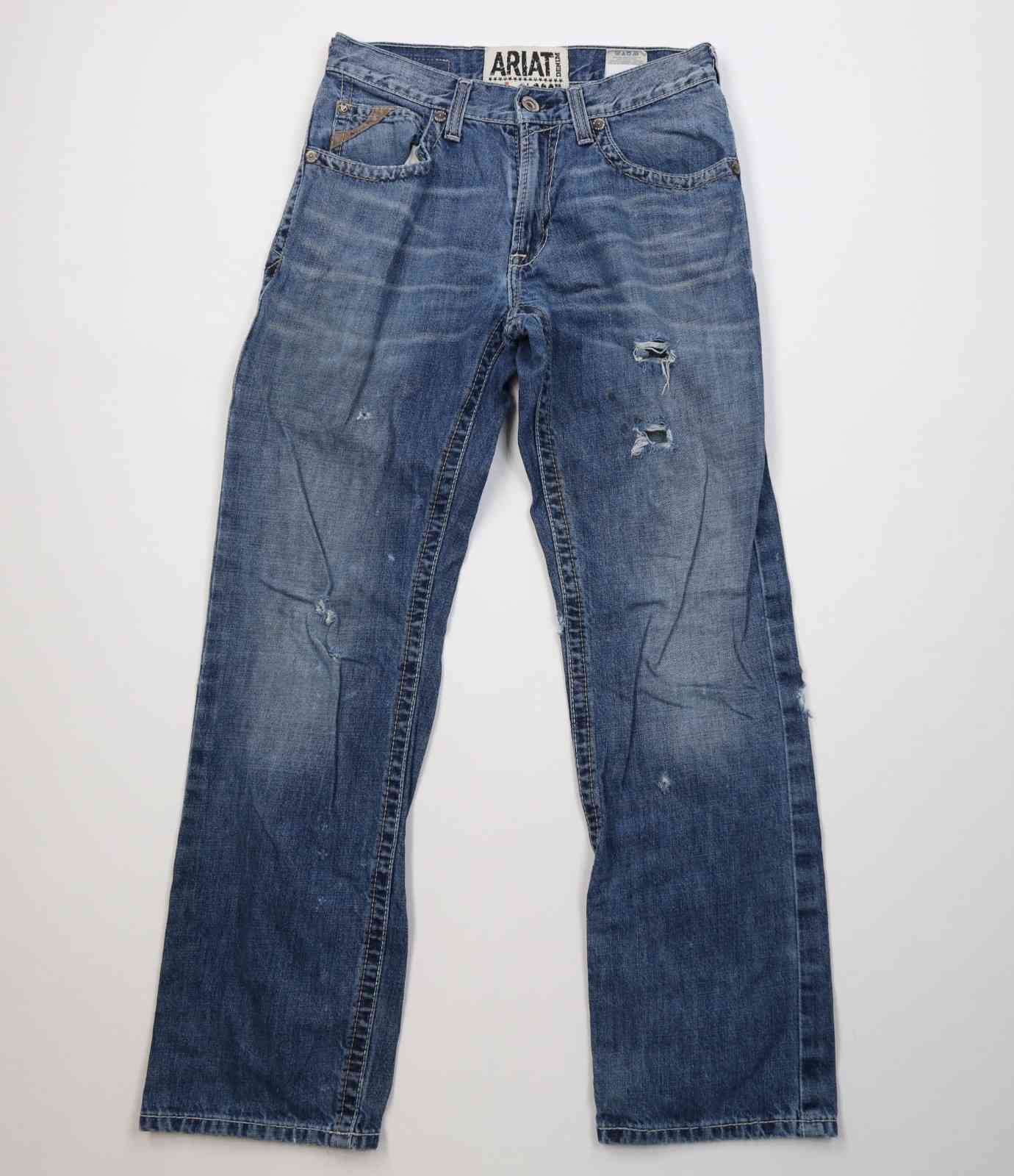 Ariat Ariat M3 Loose Fit Thick Stitch Wide Leg Denim Jeans Blue Size US 29 - 1 Thumbnail