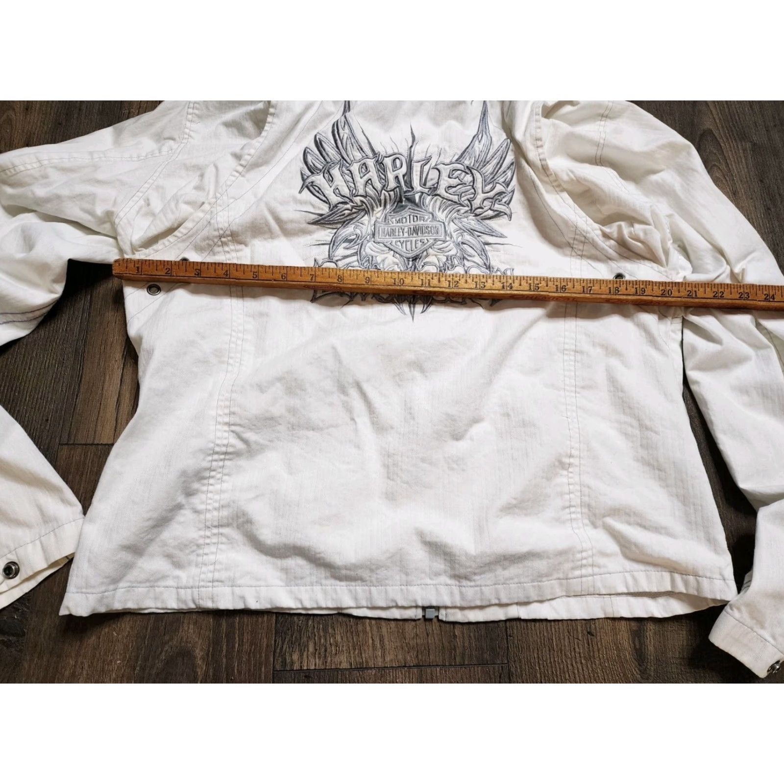 Harley Davidson VINTAGE Harley-Davidson Embroidered Hoodie Jacket SHORT White M Womens Logo Full Zip Hooded Biker 90s Casual Distressed Size M / US 6-8 / IT 42-44 - 5 Thumbnail