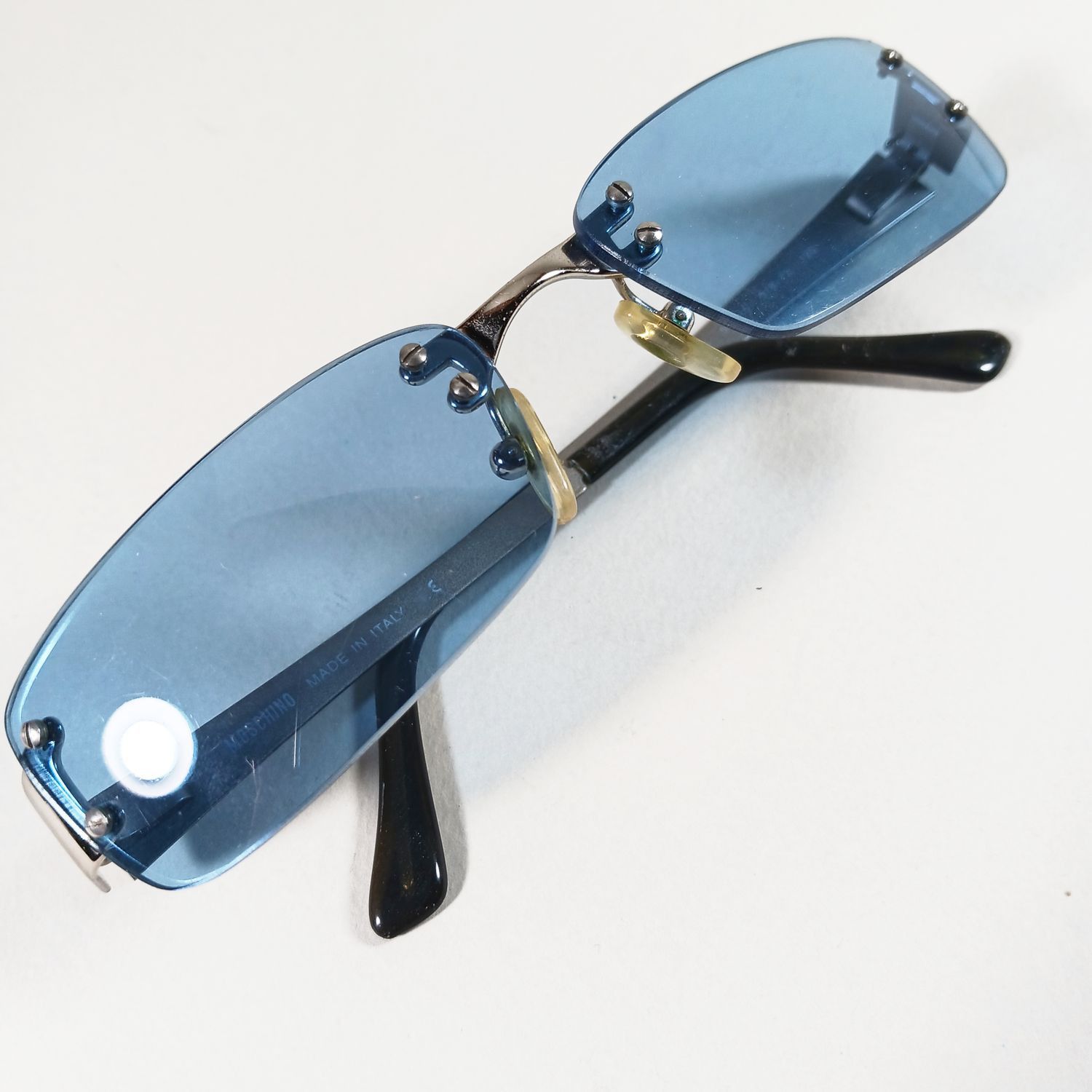 Moschino Moschino M3111-S Silver Metal Rimless Sunglasses Blue Lenses Size ONE SIZE - 5 Thumbnail