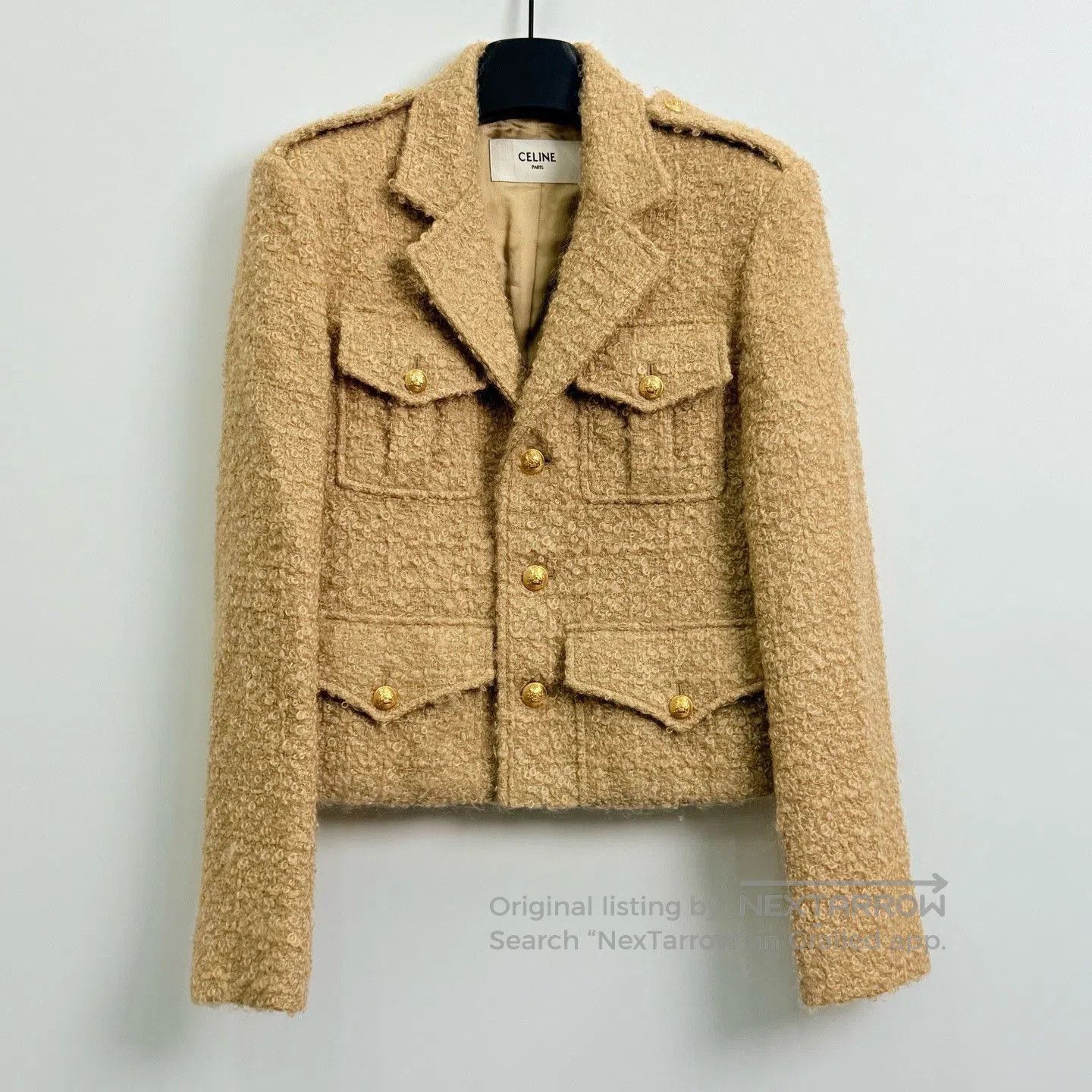Celine Celine Camel Tweed Gold Button Coat. Size XS / US 0-2 / IT 36-38 - 1 Thumbnail