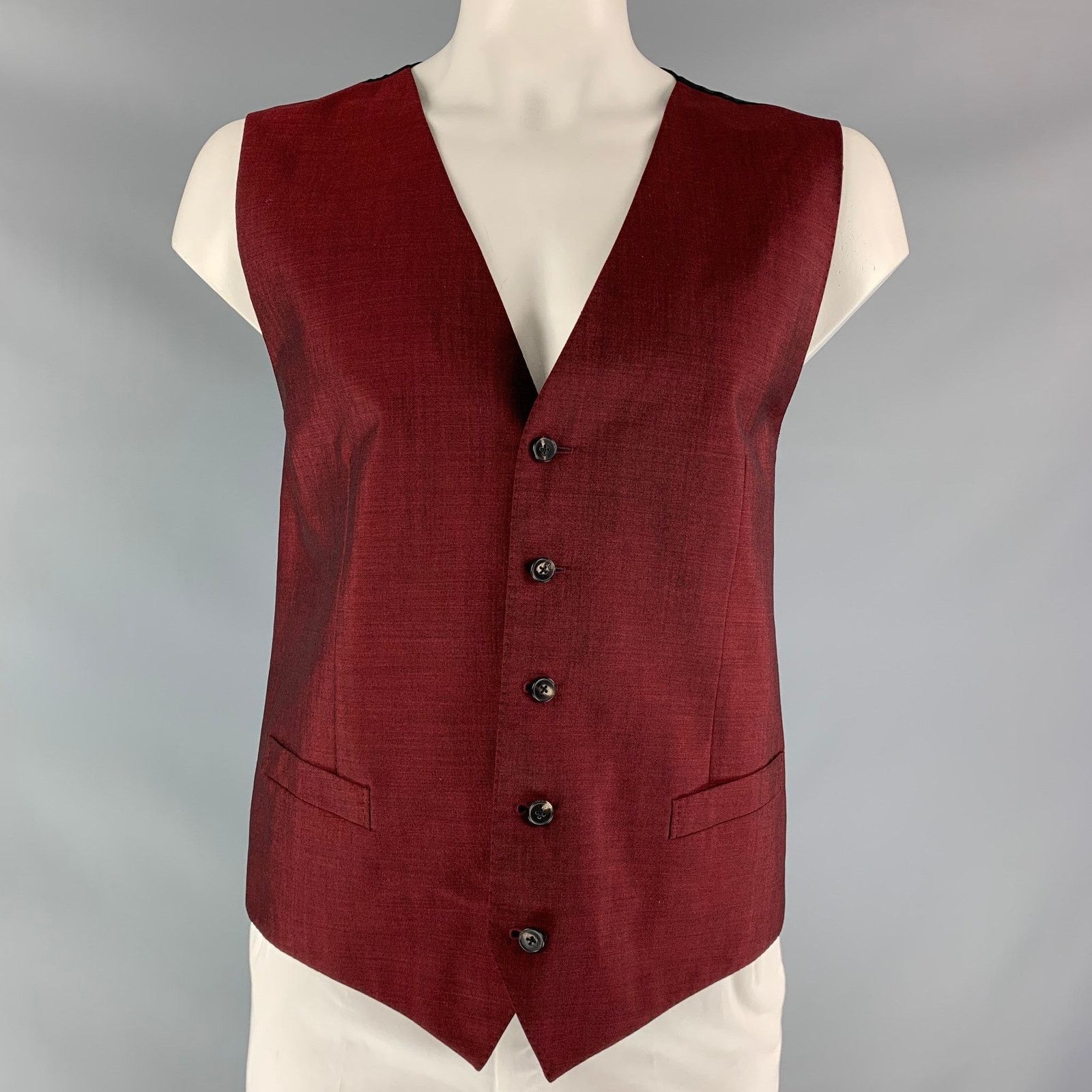 Dolce & Gabbana Size 48 Solid Wool Mohair & Silk Buttoned Vest Size 48R - 1 Thumbnail