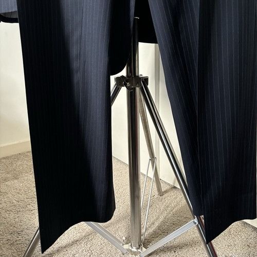 Jos. A. Bank Jos. A. Bank Mens 44L Navy Striped 100% Wool 2 Piece Suit Wi Size 44L - 16 Thumbnail