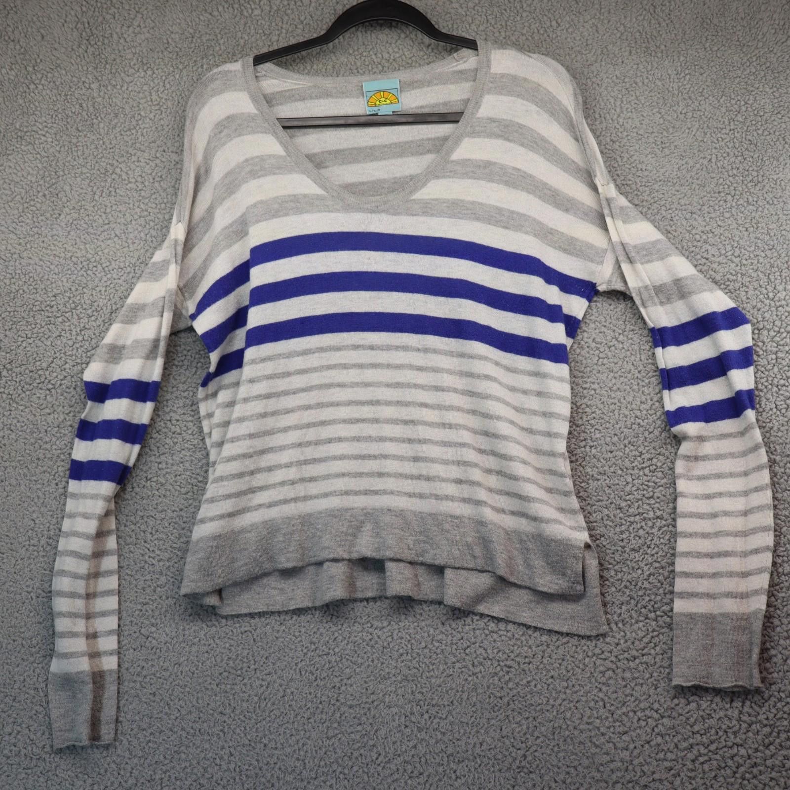 Other Women Large Knit Sweater Striped Cotton Grey C&C California Size L / US 10 / IT 46 - 1 Thumbnail