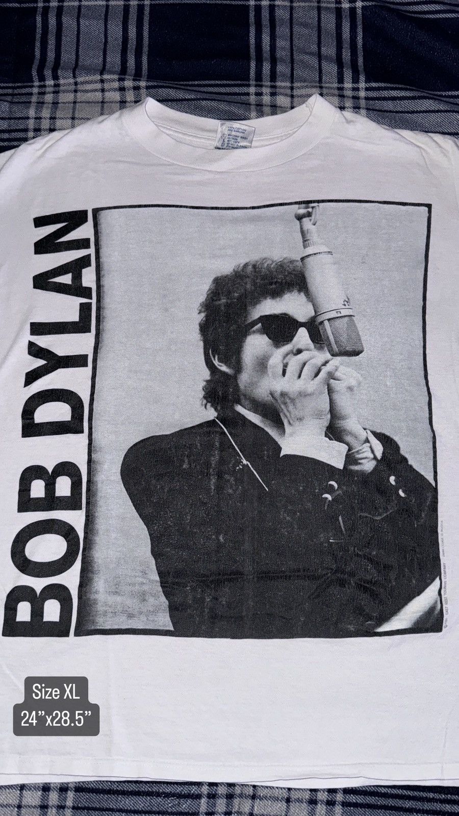 image of Vintage Bob Dylan Tee in White, Men's (Size XL)