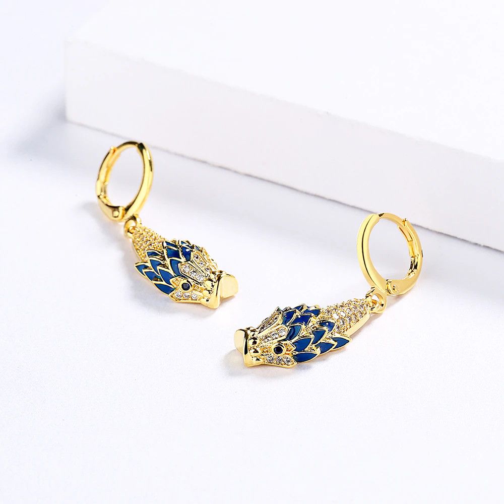 Jewelry Unique Golden Flower Enamel Earrings Size ONE SIZE - 2 Thumbnail