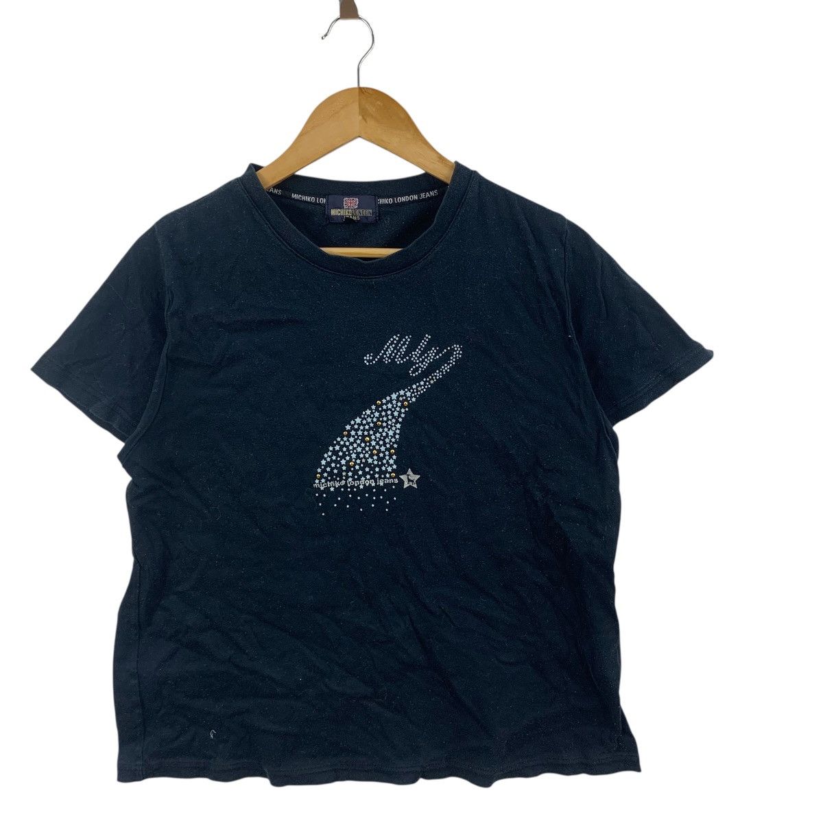 Michiko Koshino London Vintage MICHIKO LONDON JEANS Bling Rhinestone Tee Shirt Top Size L / US 10 / IT 46 - 4 Thumbnail