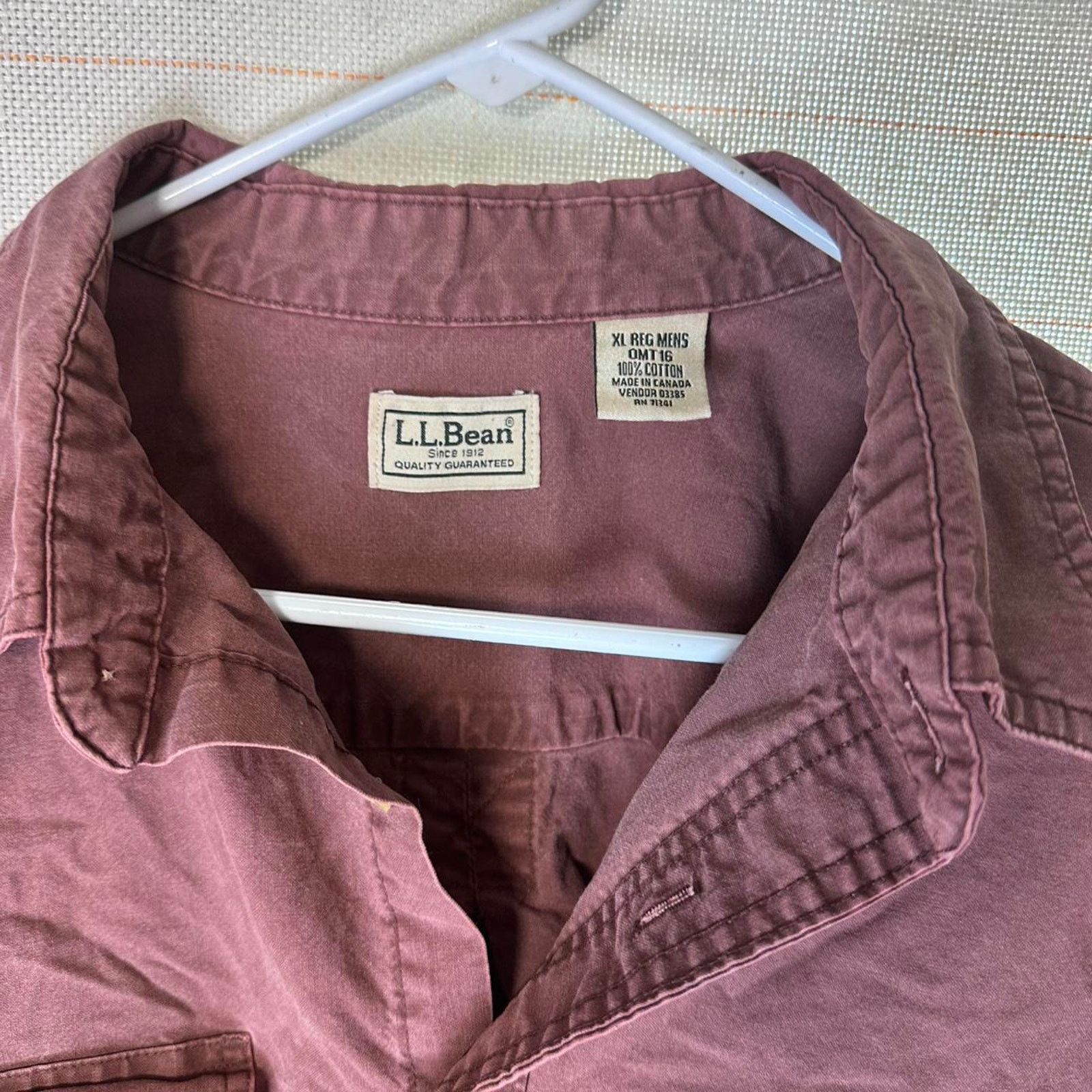 L.L. Bean L.L.Bean Mens XL Traditional Fit Shirt Maroon 100% Cotton Size US XL / EU 56 / 4 - 4 Thumbnail