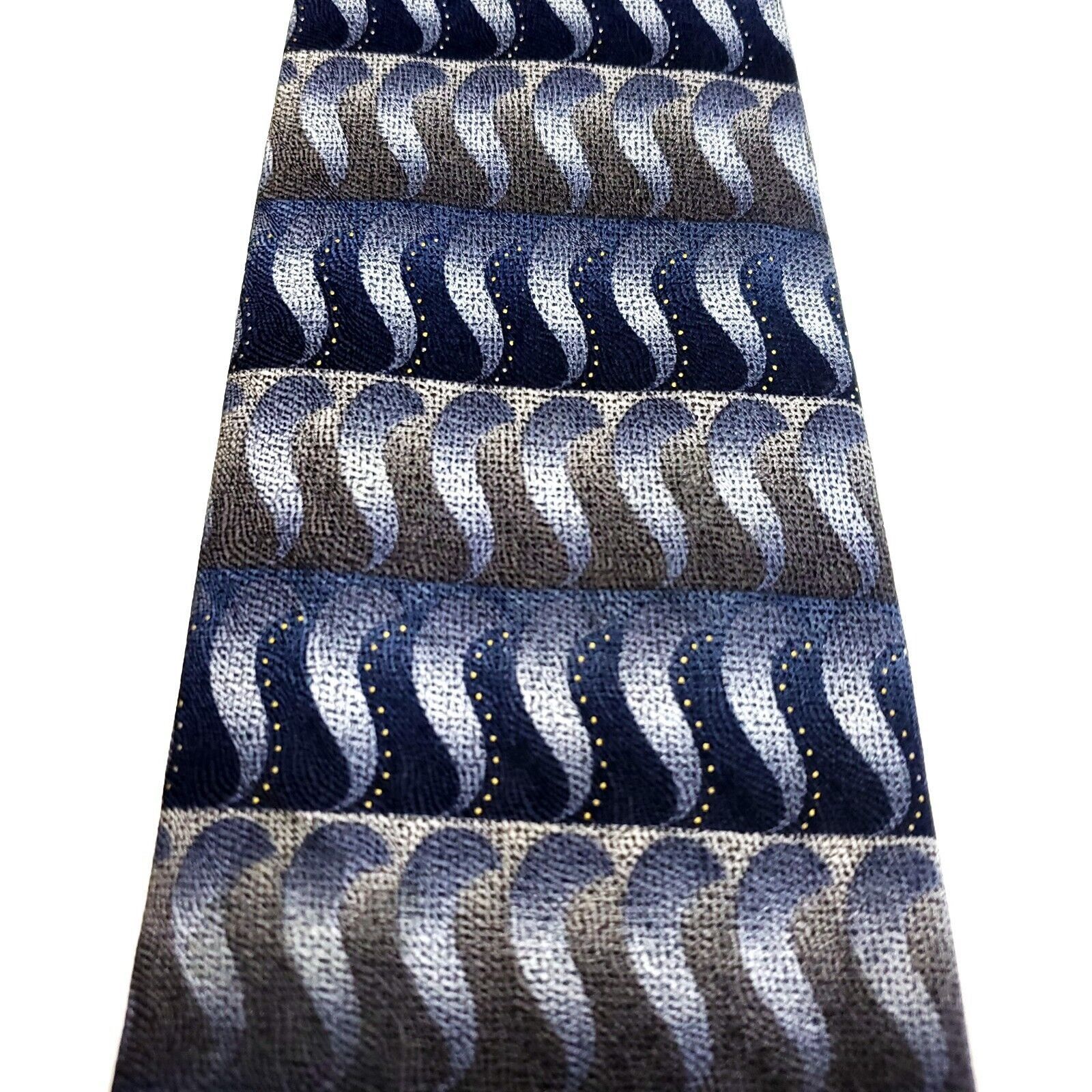 Bergamo New York Bergamo New York Blue Gray Silk Tie Woven Regimental Size ONE SIZE - 2 Thumbnail