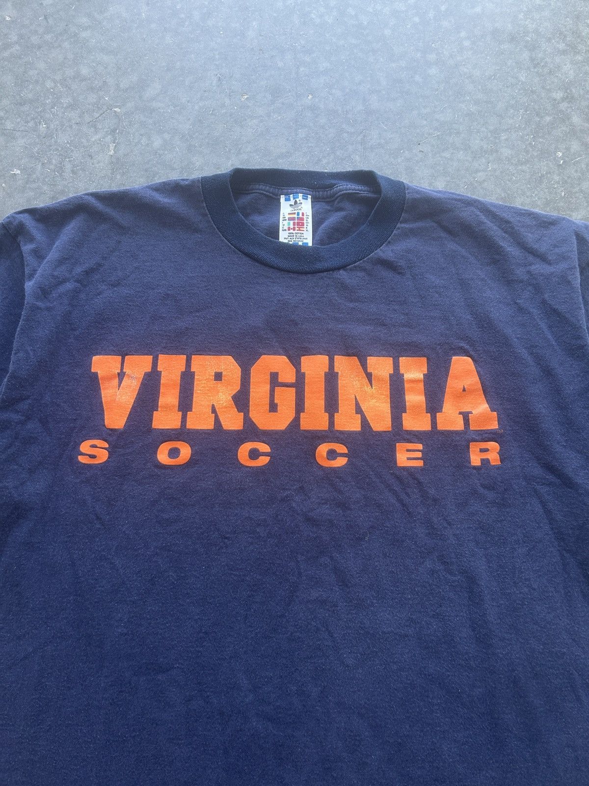 Adidas × Vintage Vintage 90s Adidas University of Virginia Soccer Tee Size US XL / EU 56 / 4 - 1 Thumbnail