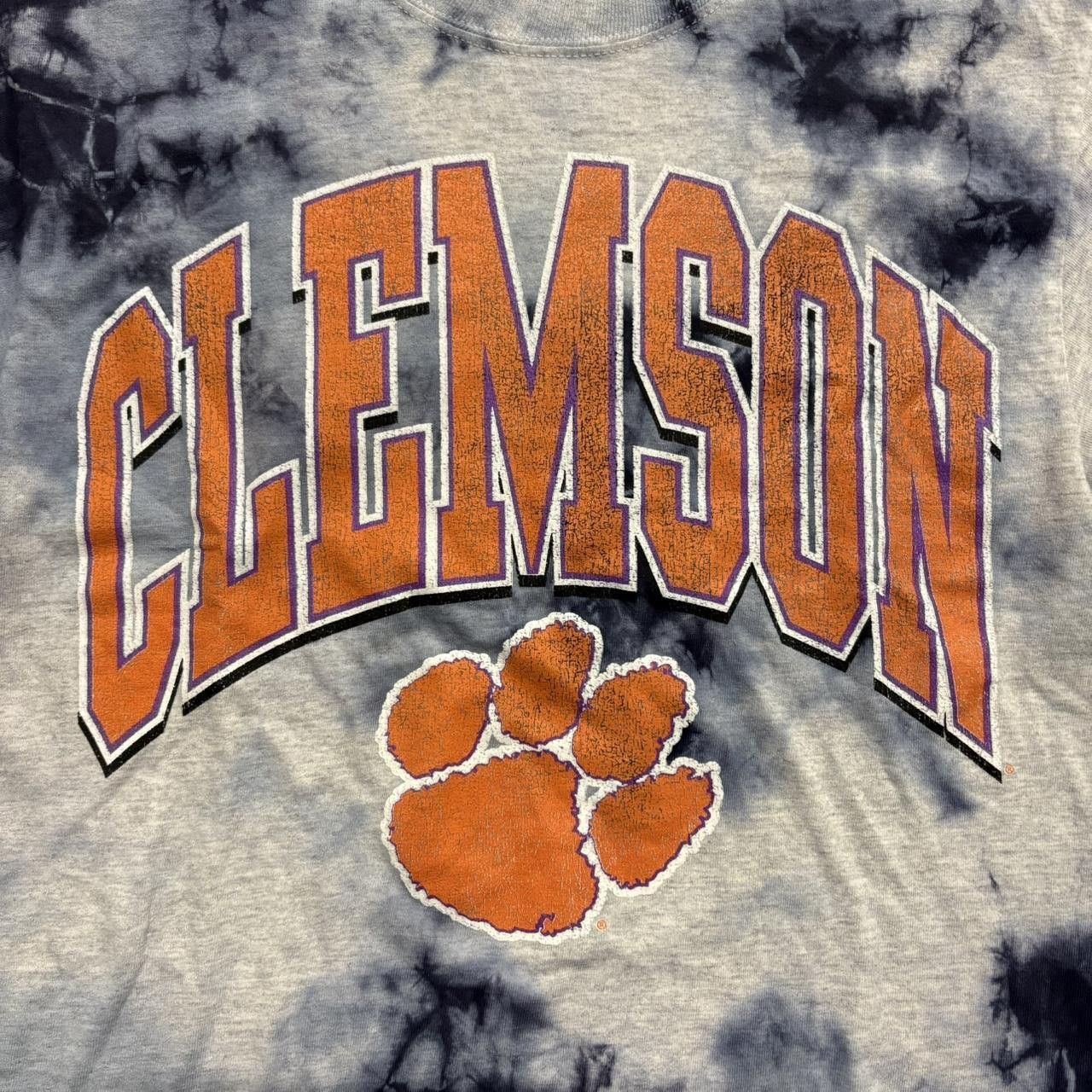 Japanese Brand × Vintage Crazy Vintage Y2K/2000s Clemson Tigers Tie Dye Cropped Graphic Tee Shirt! Size US M / EU 48-50 / 2 - 2 Thumbnail