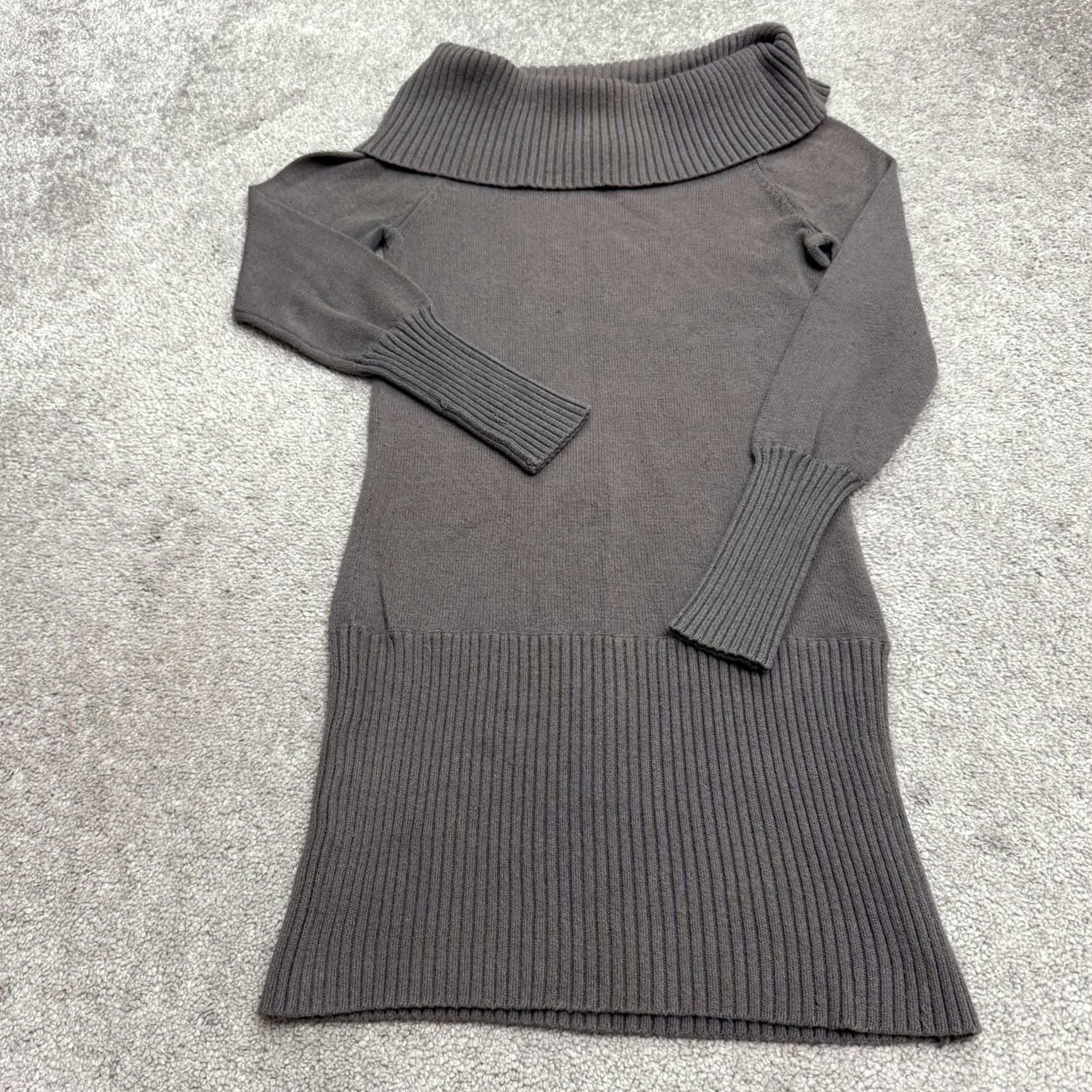 Bcbgmaxazria BCBGMAXAZRIA Sweater Dress Womens Small Dark Gray Cowl Neck Knee Length Knit Size S / US 4 / IT 40 - 2 Thumbnail