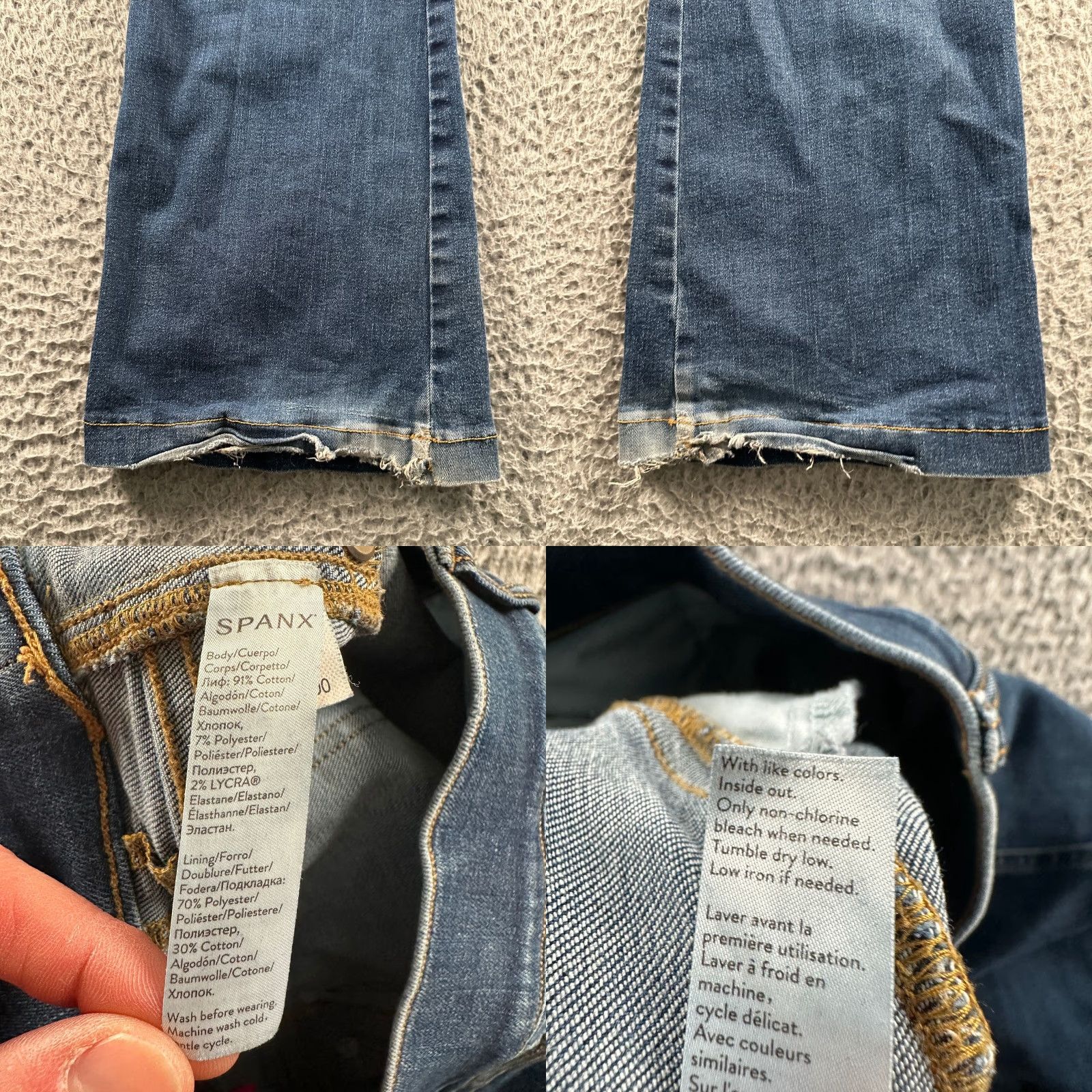 Spanx SPANX Jeans Womens L Flare Leg Pull On Stretch Denim Dark Blue Elastic Waist Jeans Size 36" / US 14 / IT 50 - 9 Thumbnail