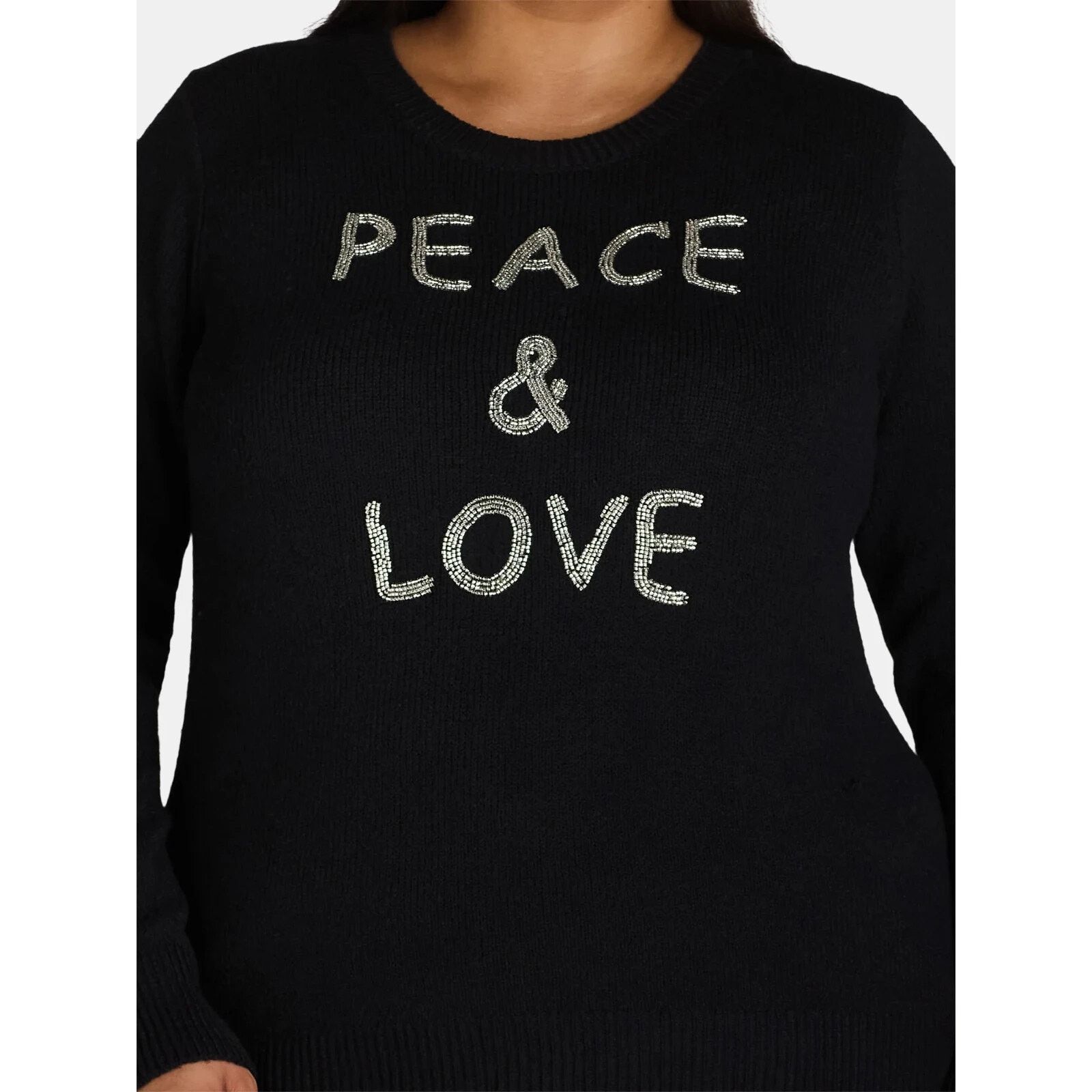 Other PEACE & LOVE SILVER METALLIC BEADED BLACK SWEATER RINGO STAR Size XXS / US 00 / IT 34 - 2 Thumbnail