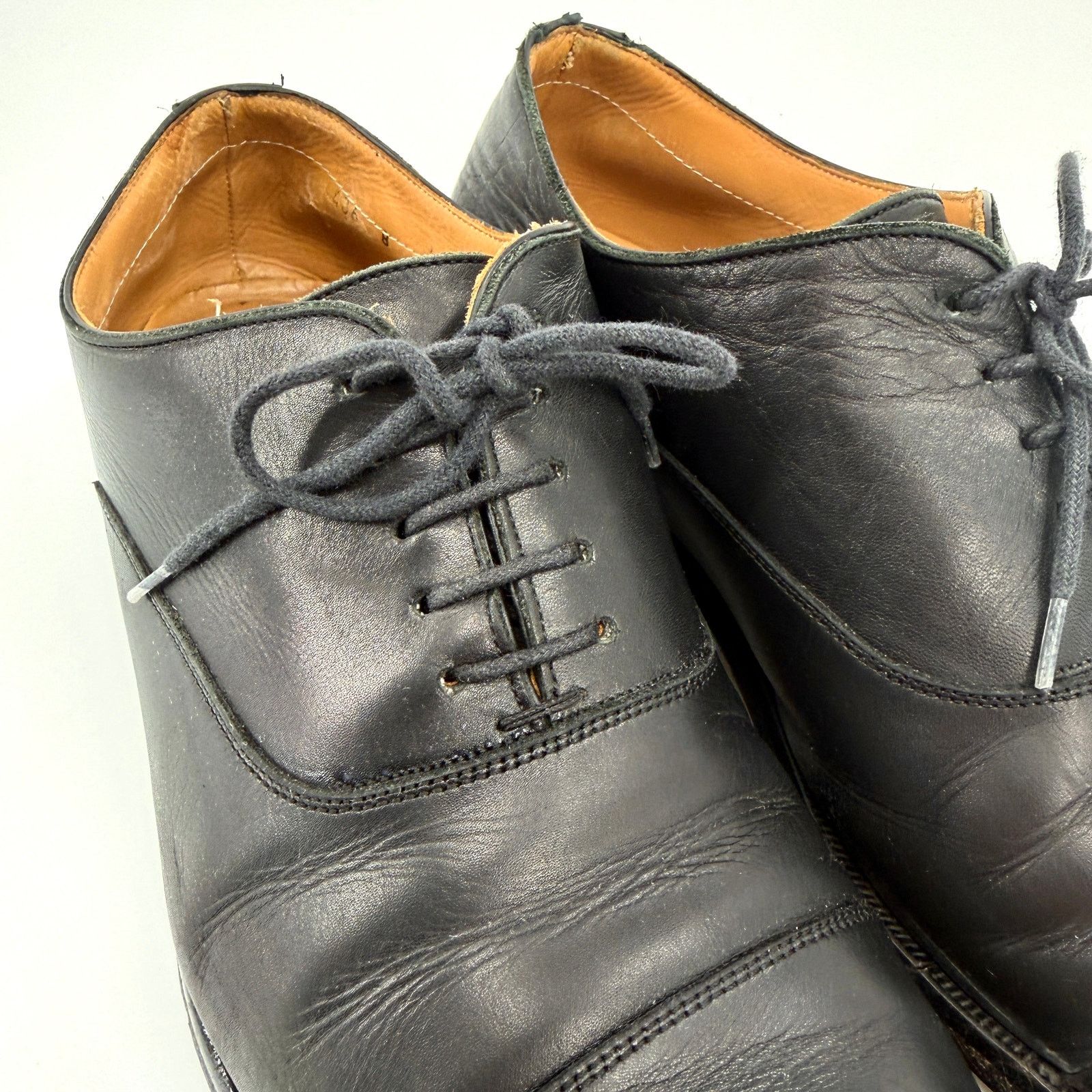 Black 100% Leather Adam Derrick Cap Toe Oxfords